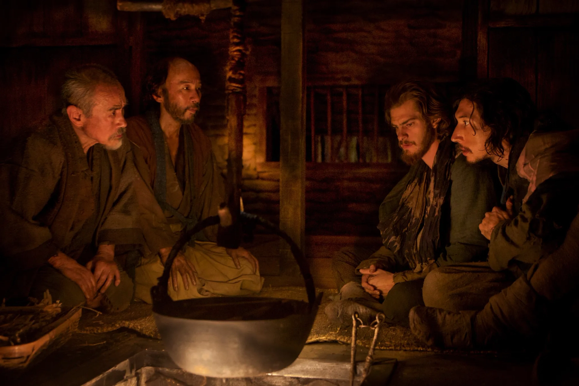 Yoshi Oida, Shin'ya Tsukamoto, Andrew Garfield, and Adam Driver in Silence (2016)