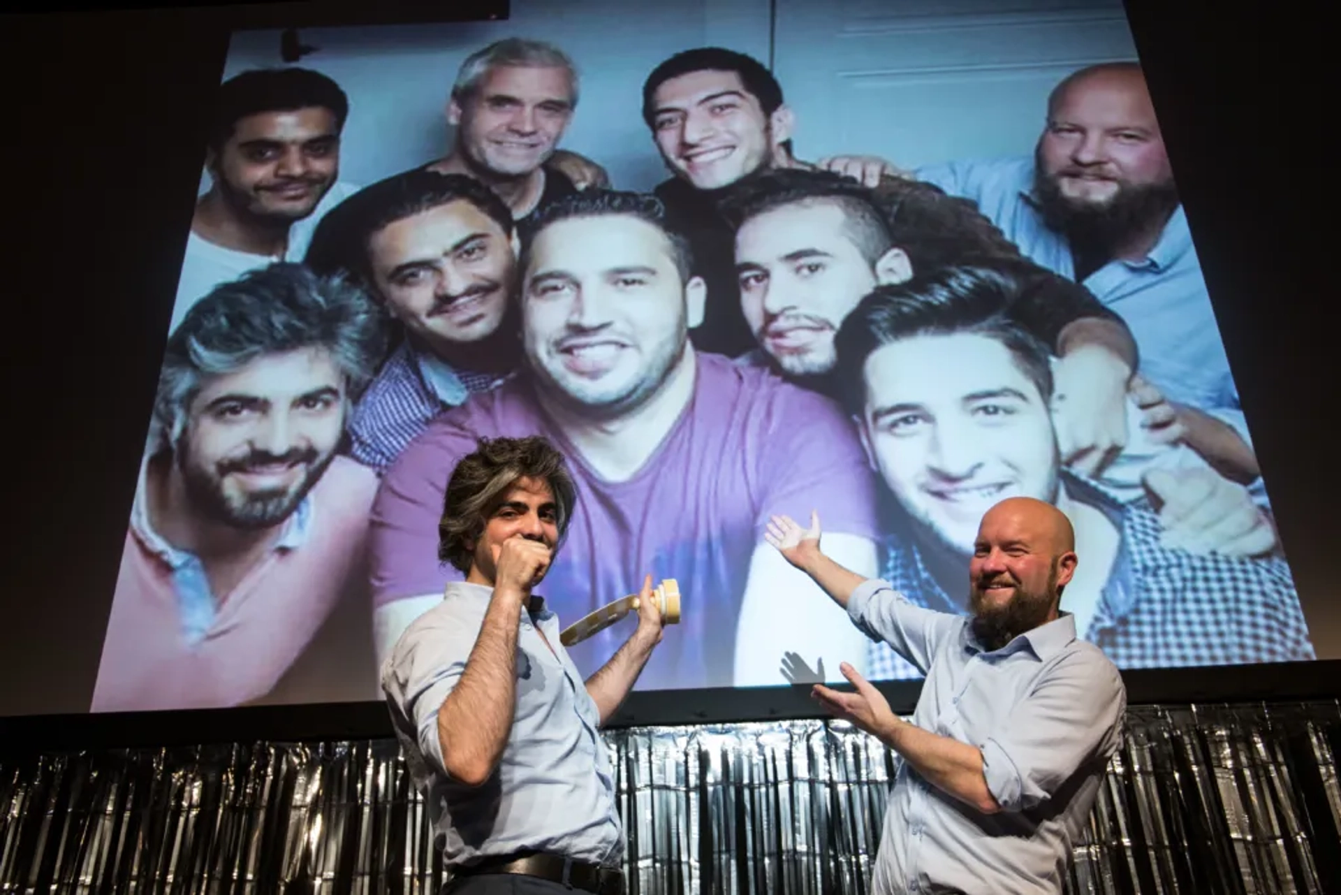 Steen Johannessen, Feras Fayyad, Fadi Al Halabi, Ahmad Attar, and Thaer Mohamad at an event for Last Men in Aleppo (2017)