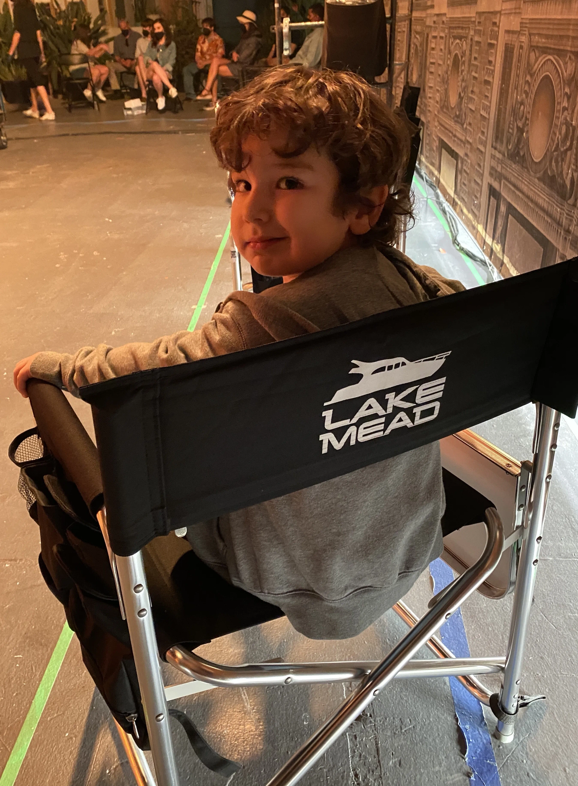 Lucas Grant on set for Pam and Tommy