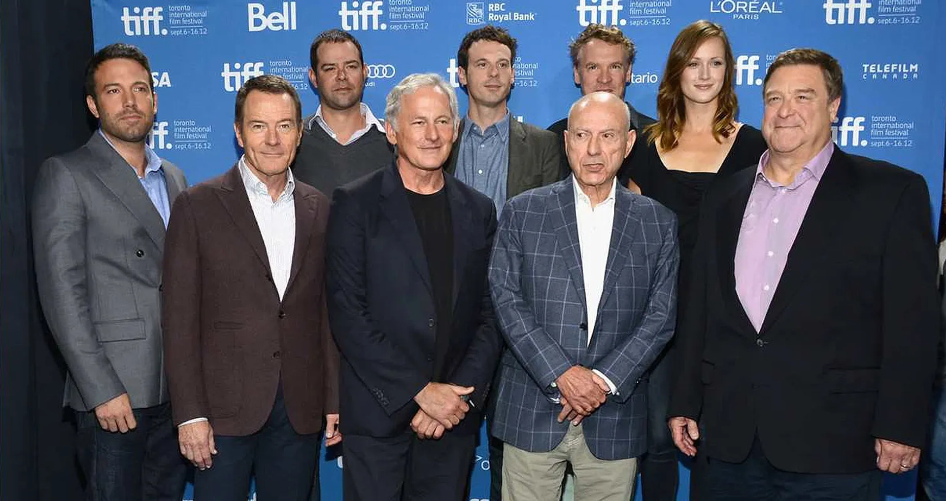 Ben Affleck, Alan Arkin, John Goodman, Victor Garber, Tate Donovan, Bryan Cranston, Scoot McNairy, and Kerry Bishé at an event for Argo (2012)