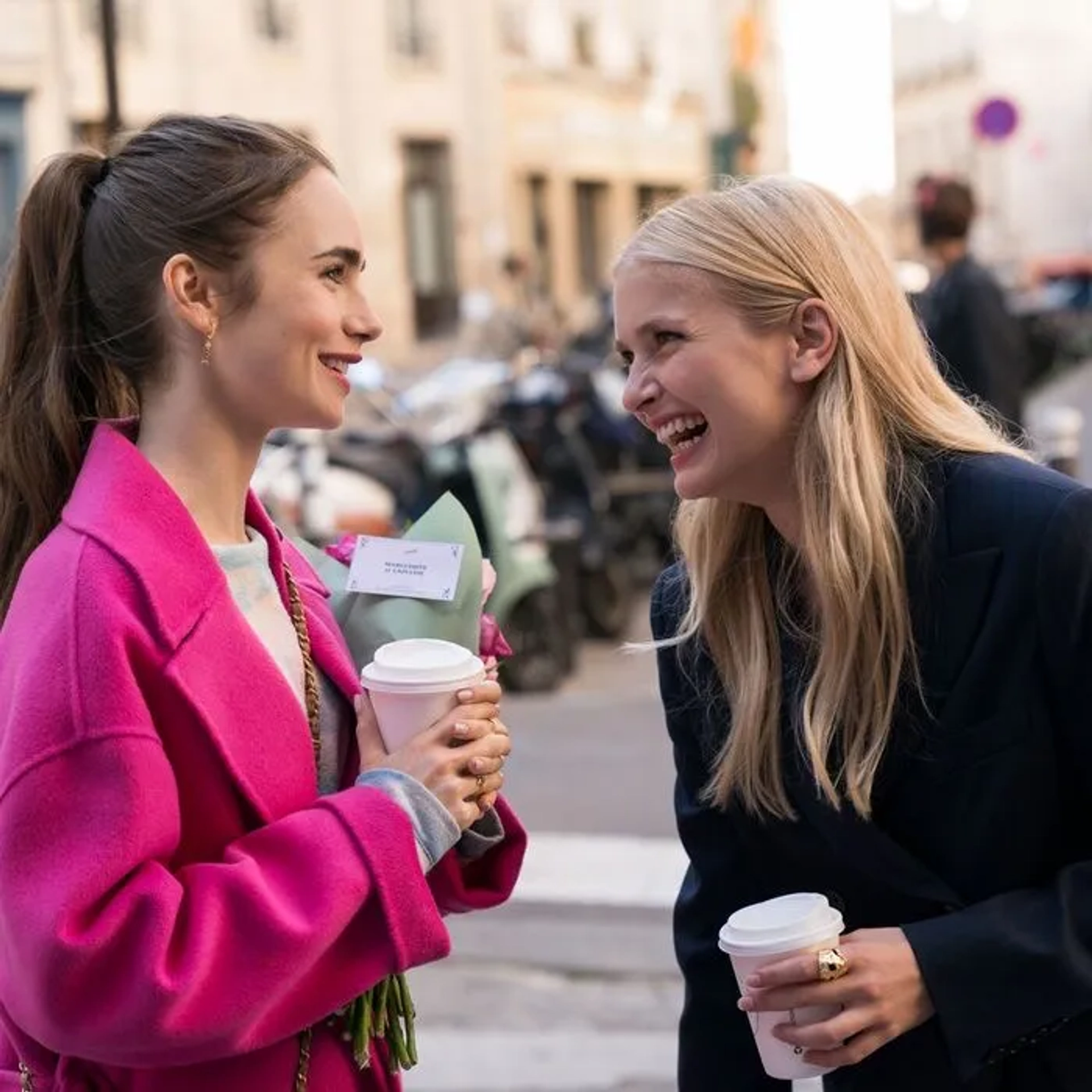 Lily Collins and Camille Razat in Emily in Paris (2020)