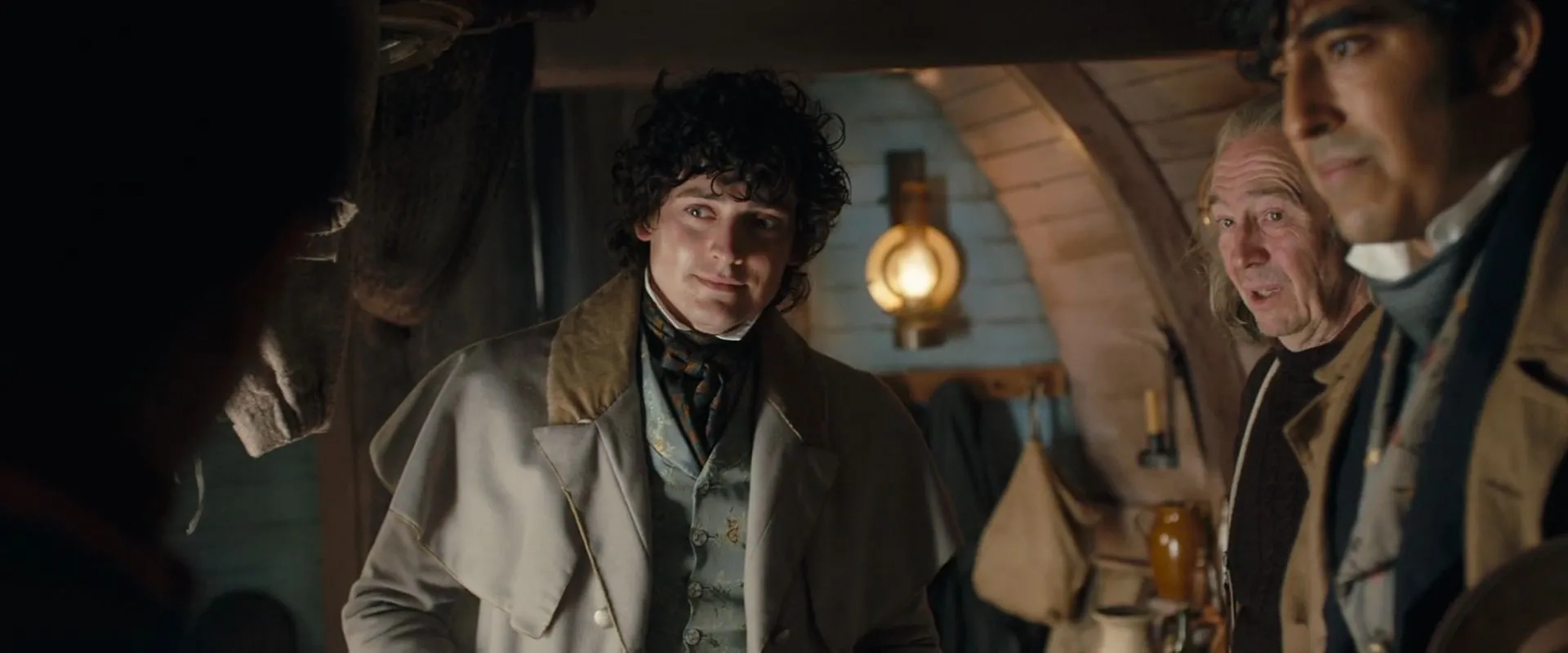 Paul Whitehouse, Dev Patel, and Aneurin Barnard in The Personal History of David Copperfield (2019)