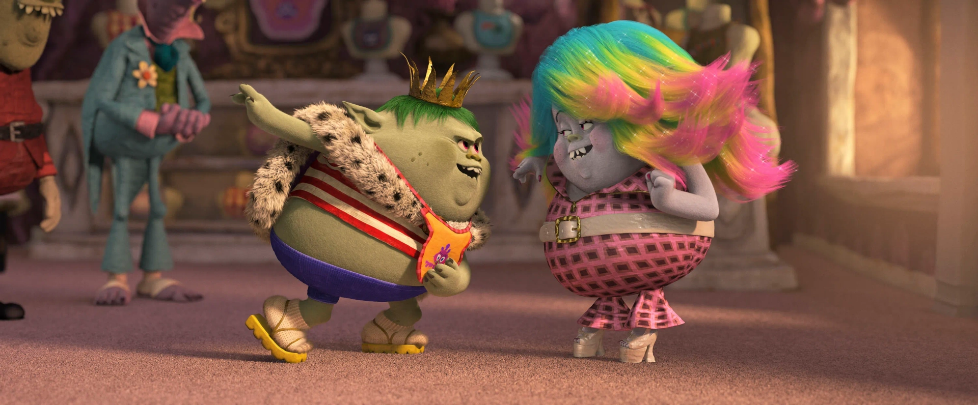 Zooey Deschanel and Christopher Mintz-Plasse in Trolls (2016)