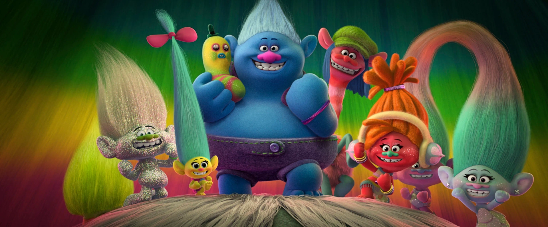 John Cleese, Gwen Stefani, James Corden, Walt Dohrn, Kunal Nayyar, Ron Funches, Aino Jawo, and Caroline Hjelt in Trolls (2016)