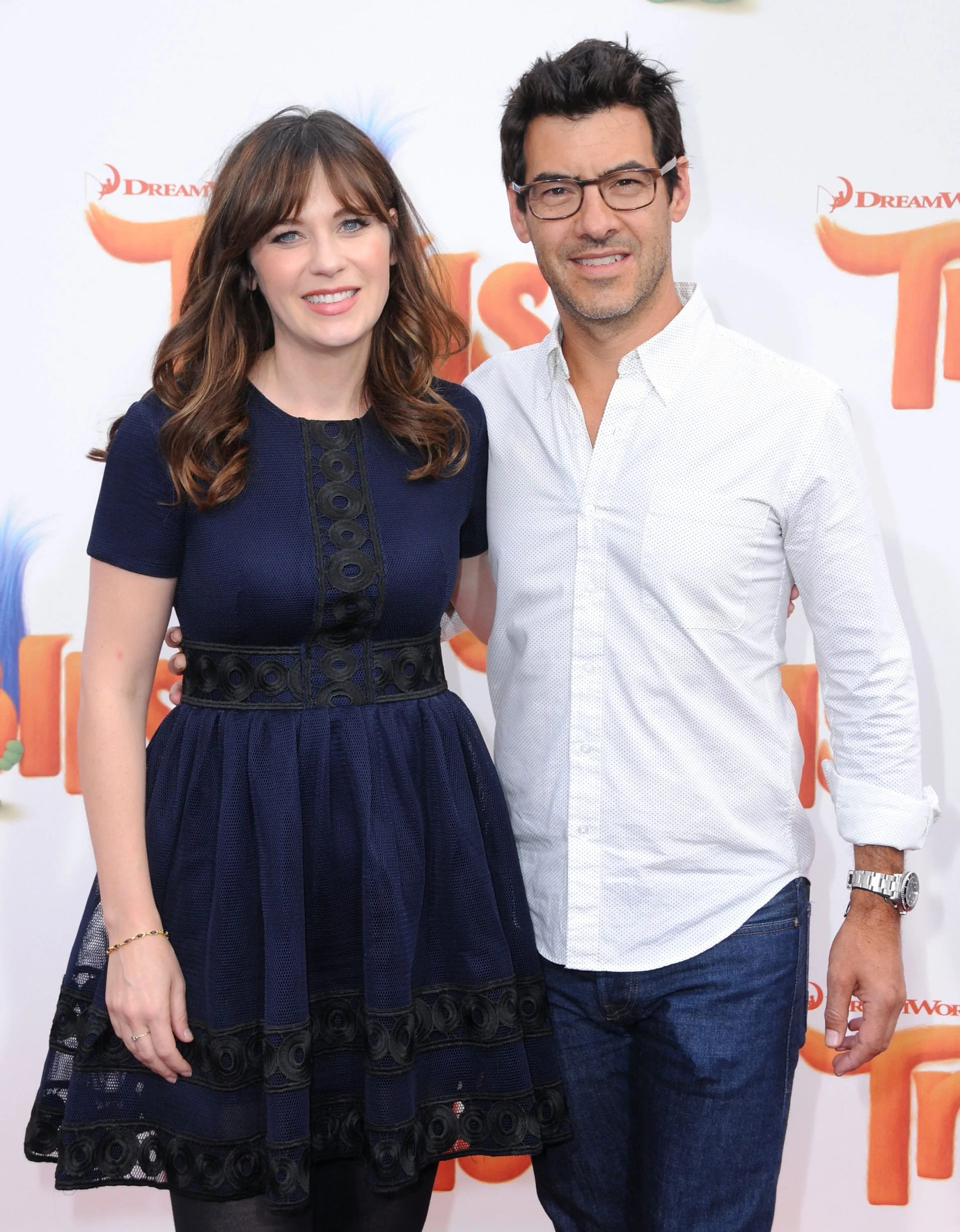 Zooey Deschanel, Jacob Pechenik, and Barry King at an event for Trolls (2016)