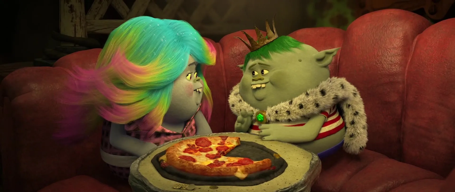 Zooey Deschanel and Christopher Mintz-Plasse in Trolls (2016)