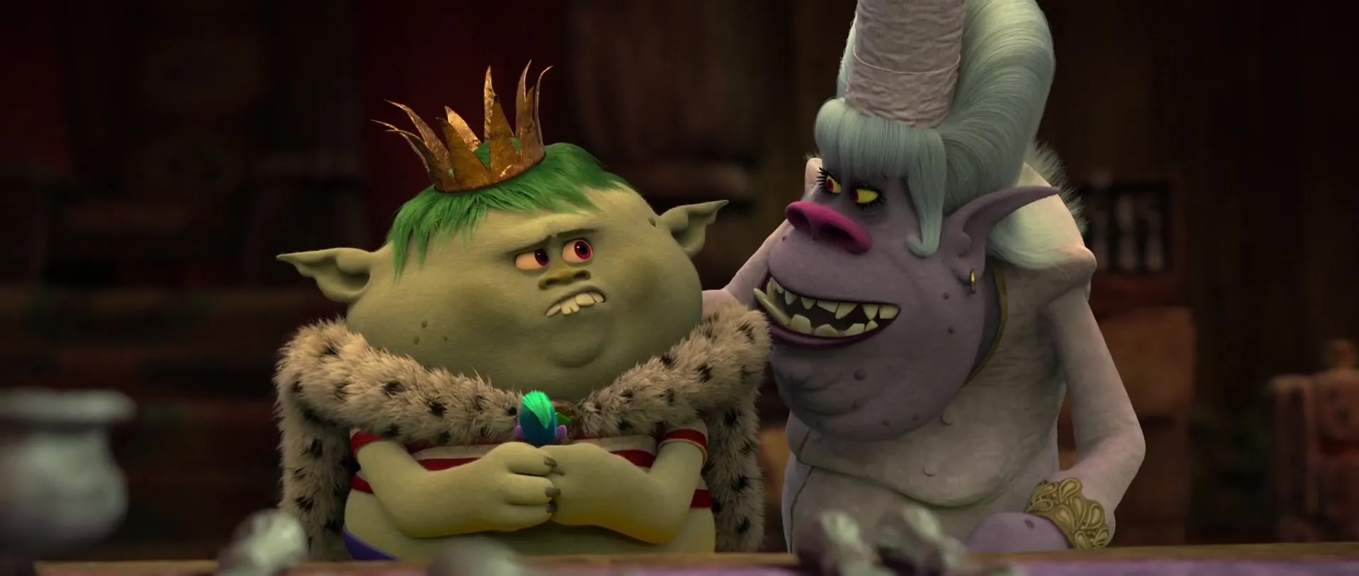 Christine Baranski and Christopher Mintz-Plasse in Trolls (2016)