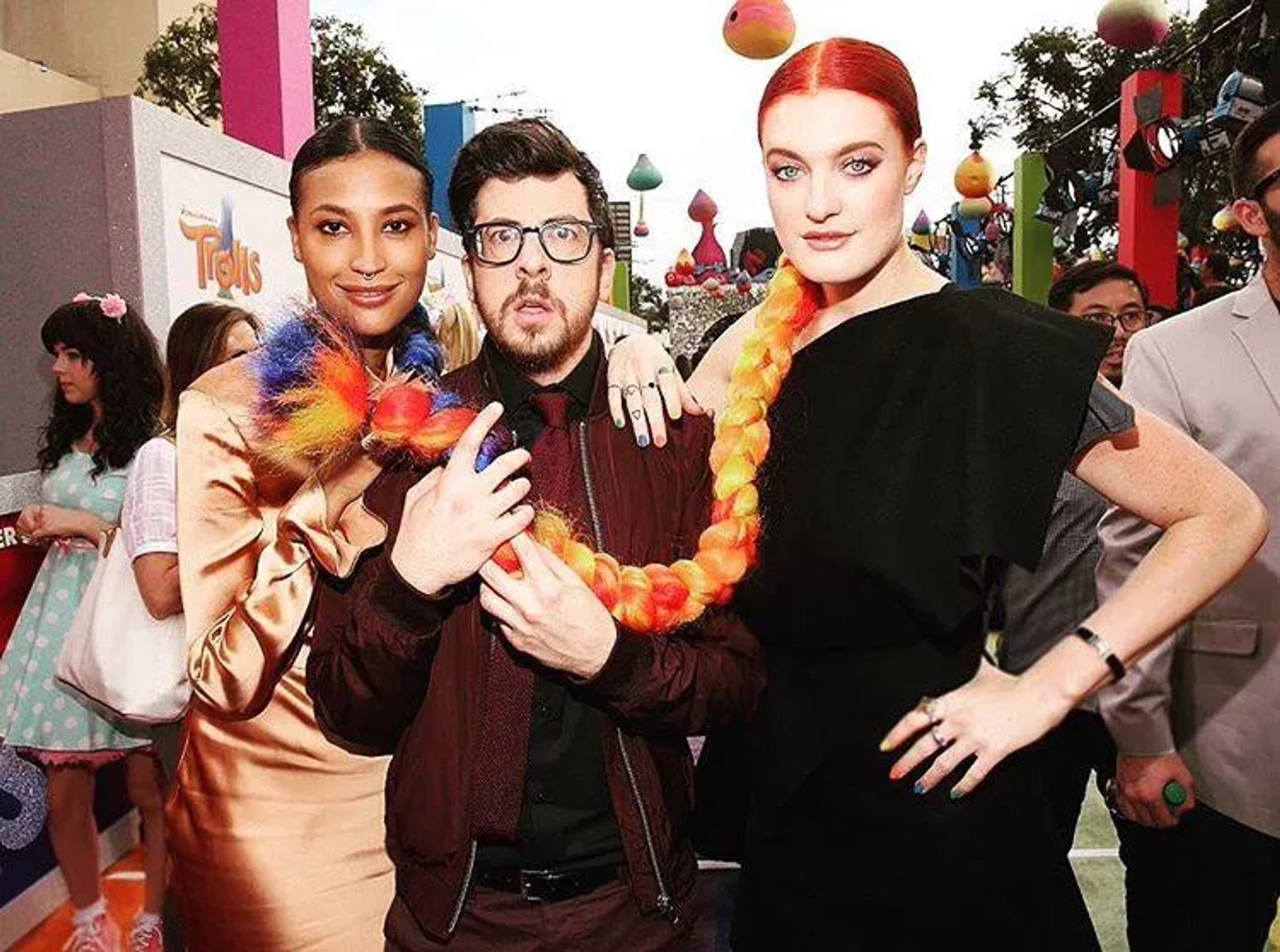 Christopher Mintz-Plasse, Aino Jawo, and Caroline Hjelt at an event for Trolls (2016)