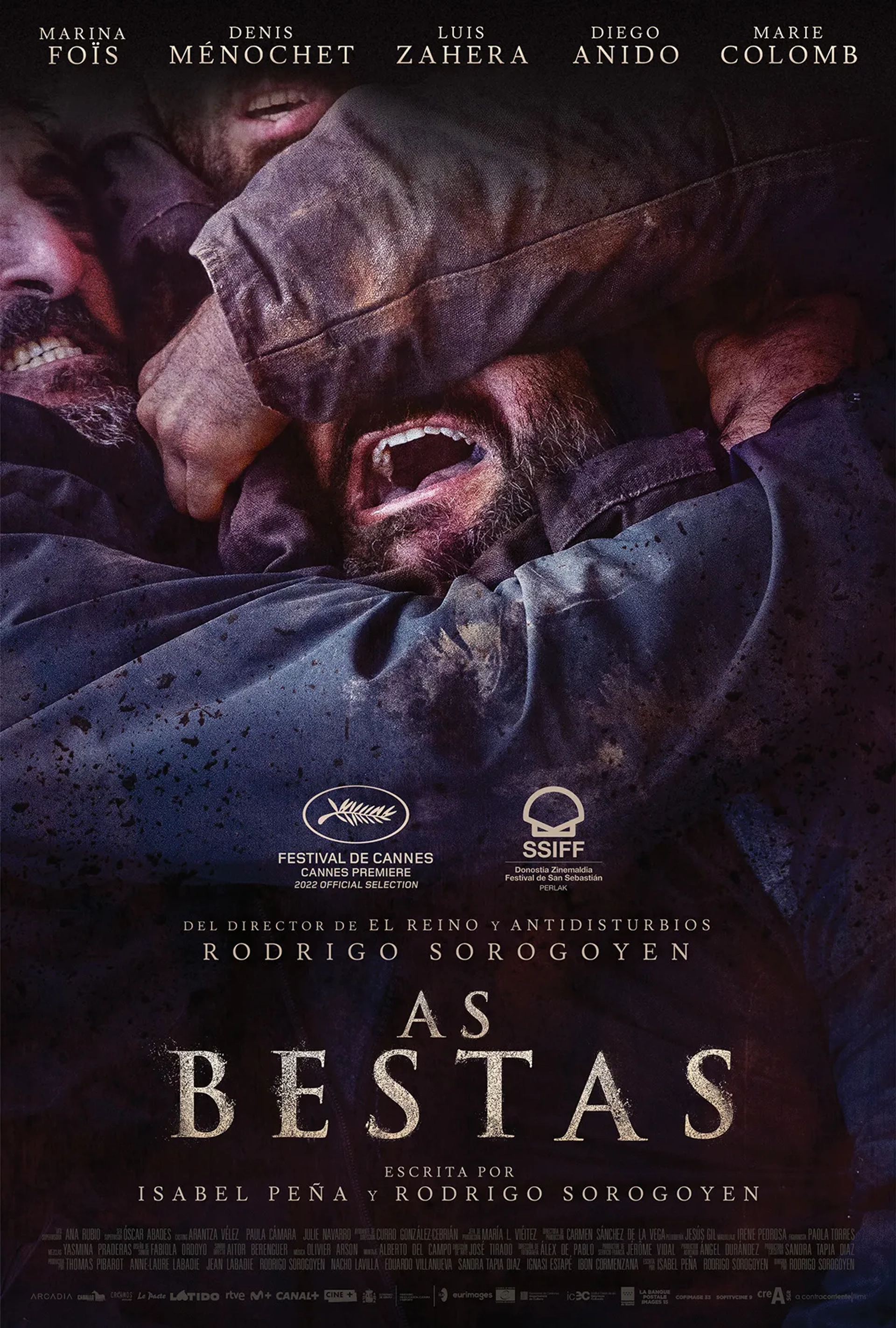 Luis Zahera, Denis Ménochet, and Diego Anido in The Beasts (2022)