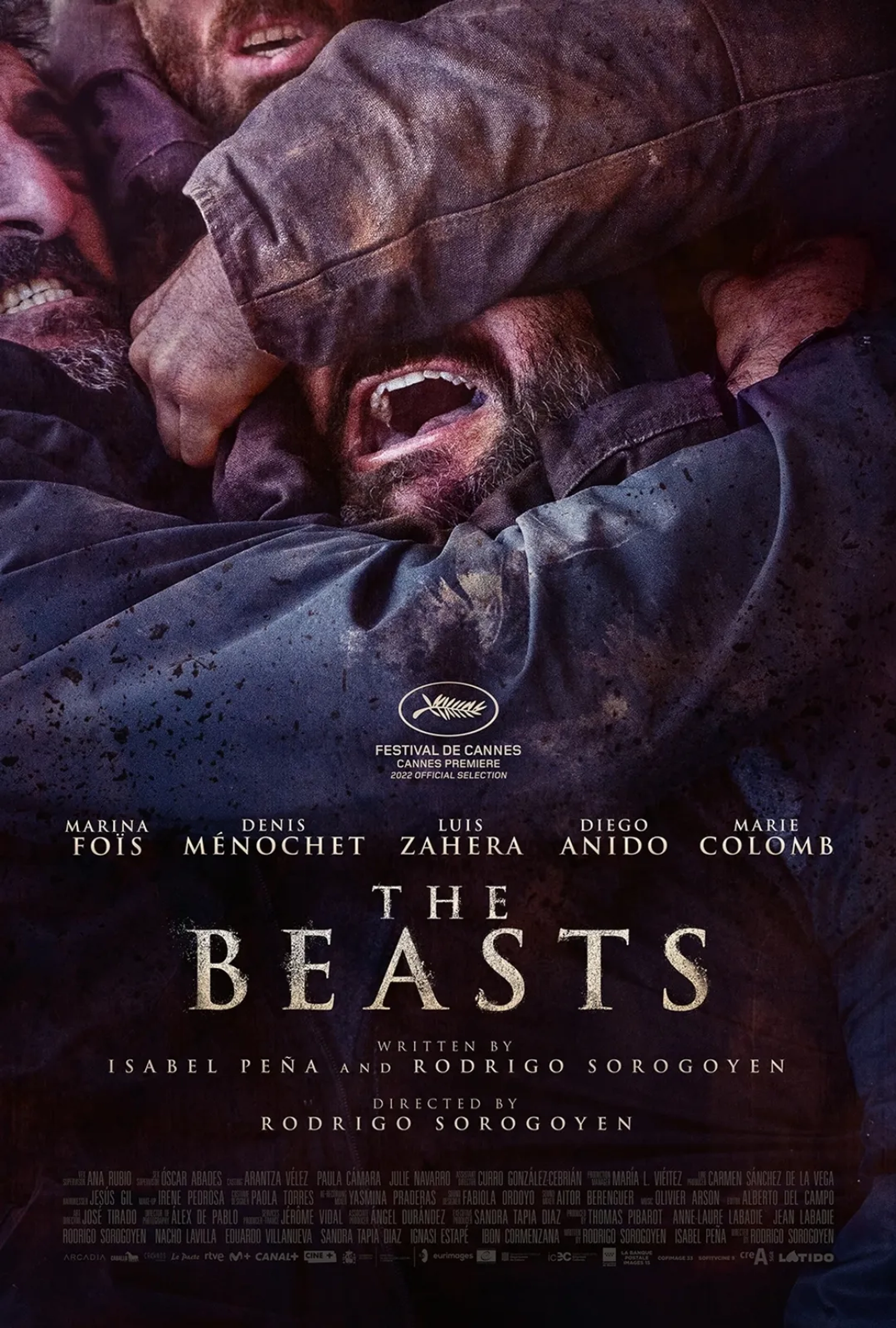 Luis Zahera, Denis Ménochet, and Diego Anido in The Beasts (2022)