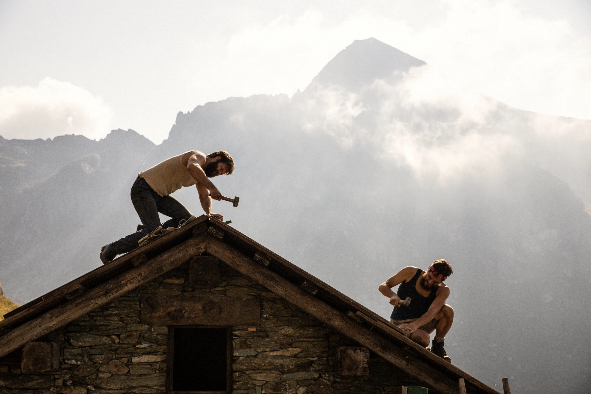 Luca Marinelli and Alessandro Borghi in The Eight Mountains (2022)