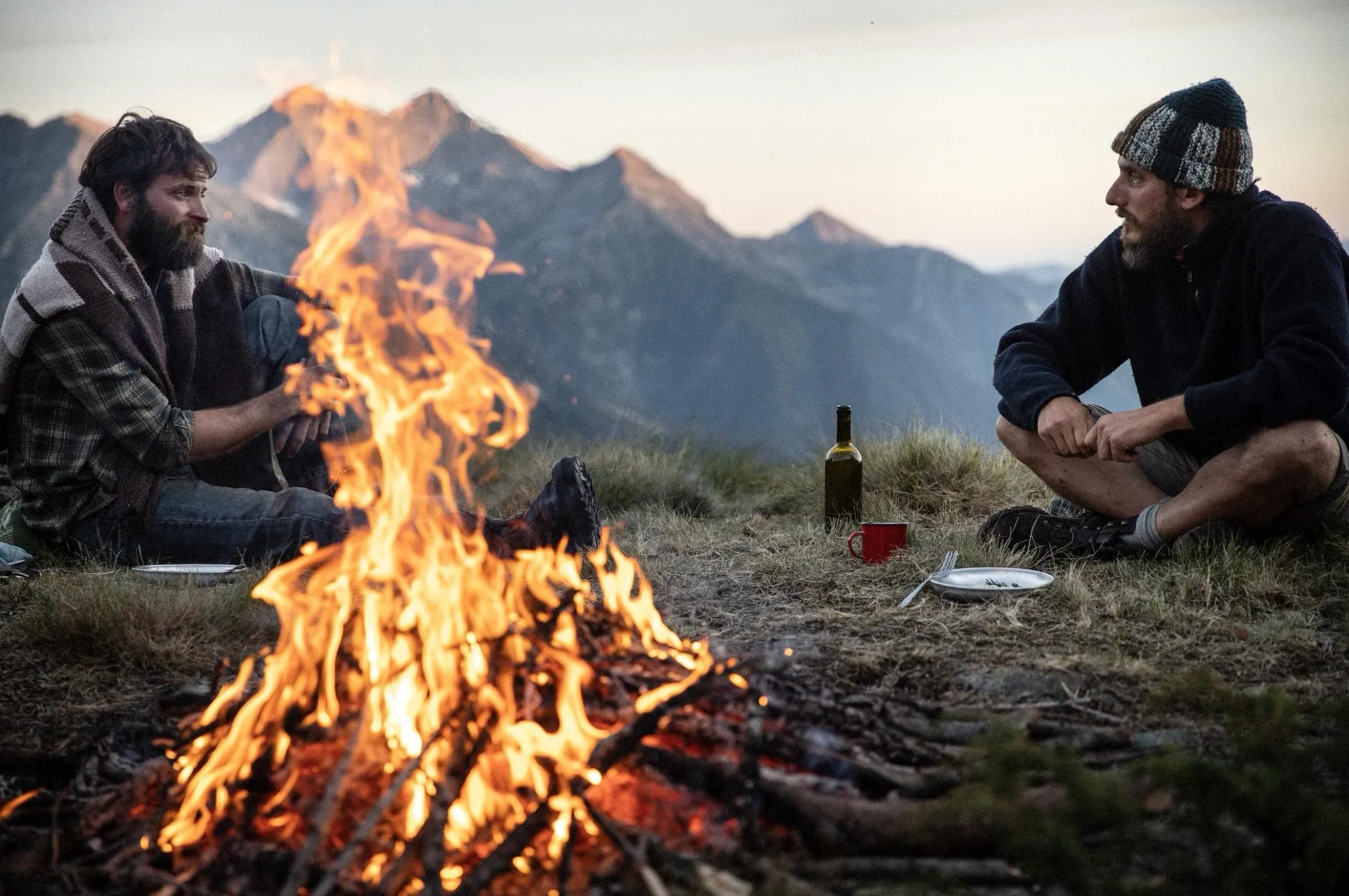 Luca Marinelli and Alessandro Borghi in The Eight Mountains (2022)