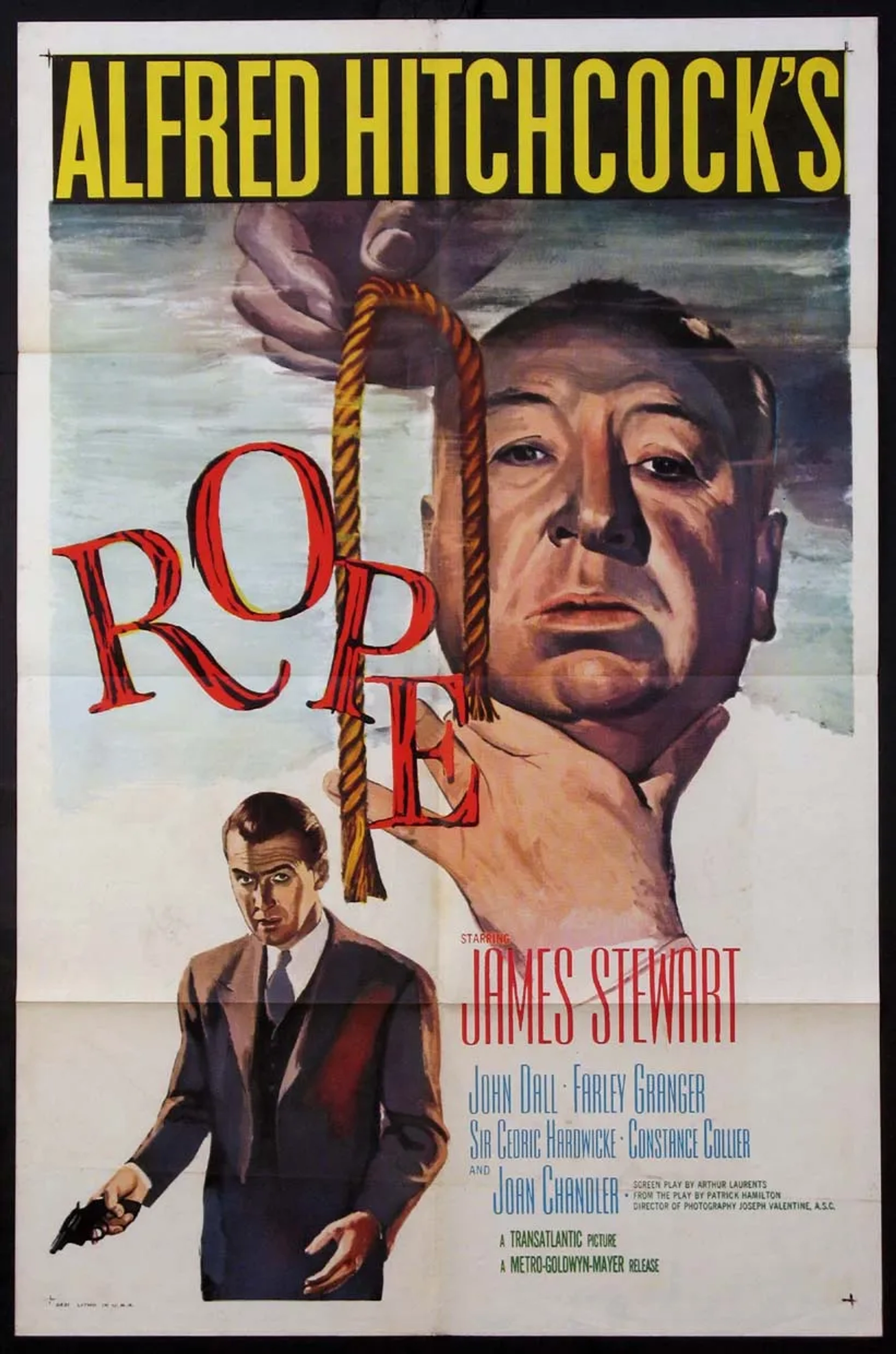 Alfred Hitchcock and James Stewart in Rope (1948)