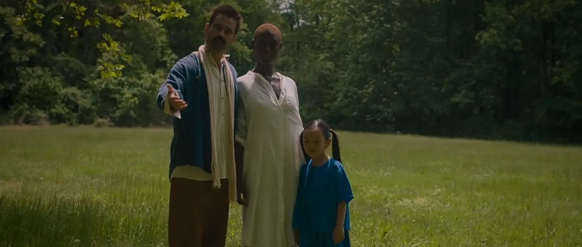 Colin Farrell, Jodie Turner-Smith, and Malea Emma Tjandrawidjaja in After Yang (2021)