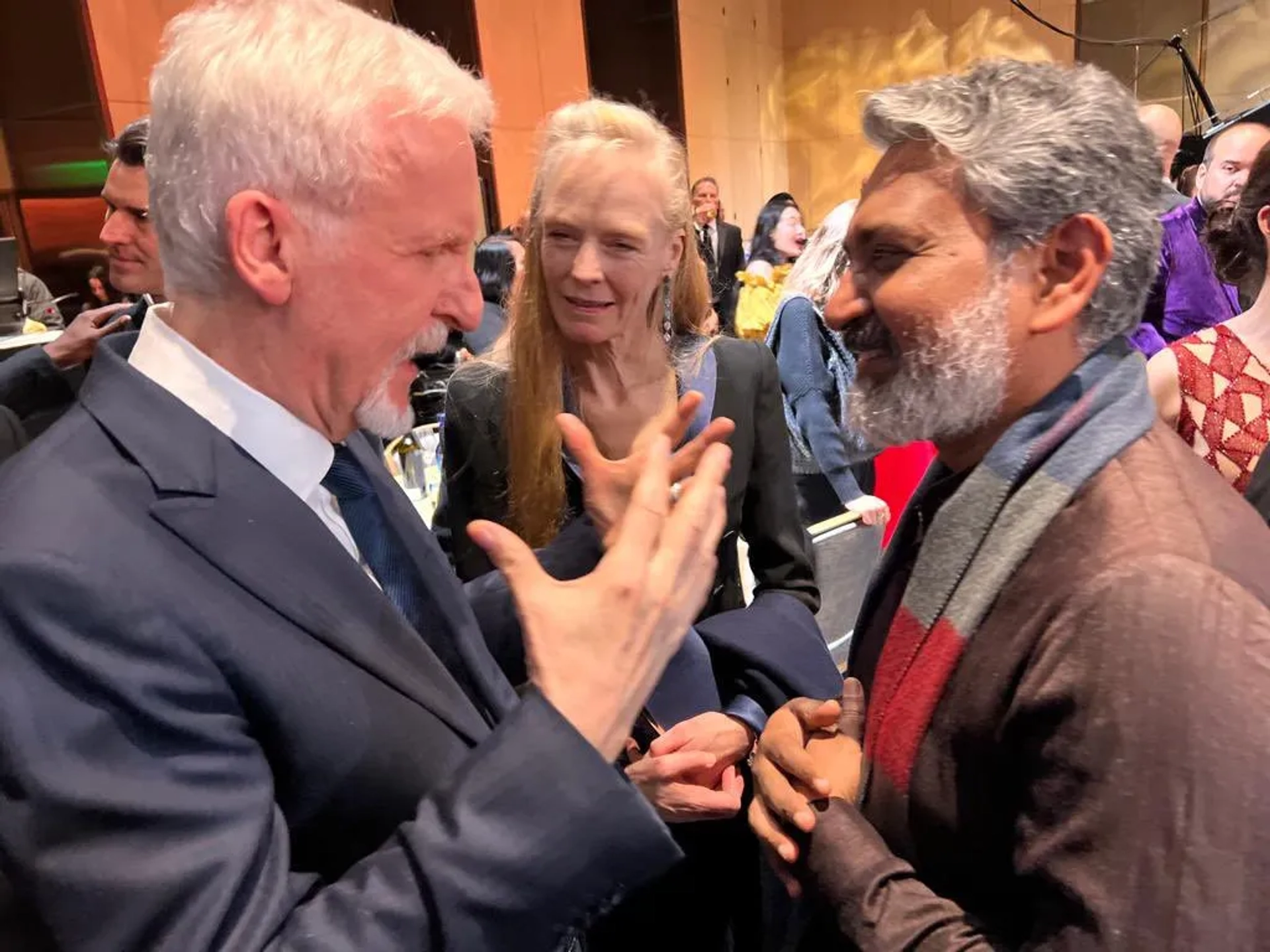 James Cameron, Suzy Amis, and S.S. Rajamouli at an event for RRR (2022)