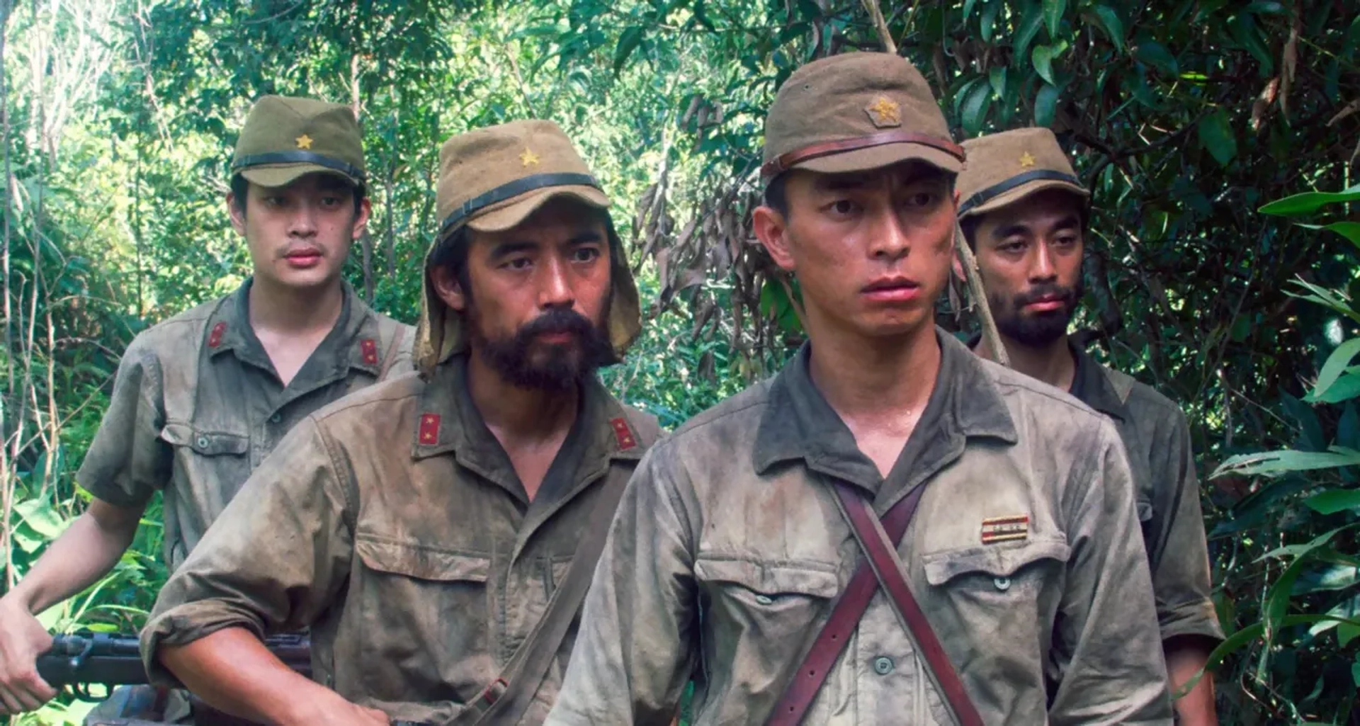 Yûya Endô, Yûya Matsuura, Kai Inowaki, and Shinsuke Kato in Onoda: 10,000 Nights in the Jungle (2021)