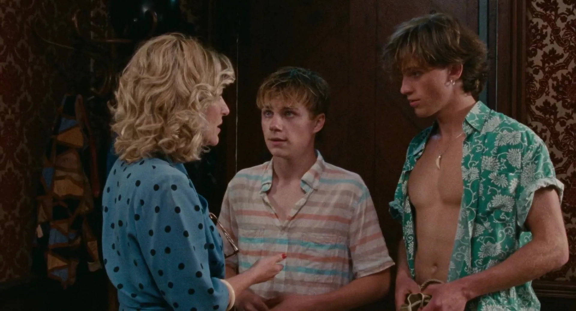 Valeria Bruni Tedeschi, Benjamin Voisin, and Félix Lefebvre in Summer of 85 (2020)