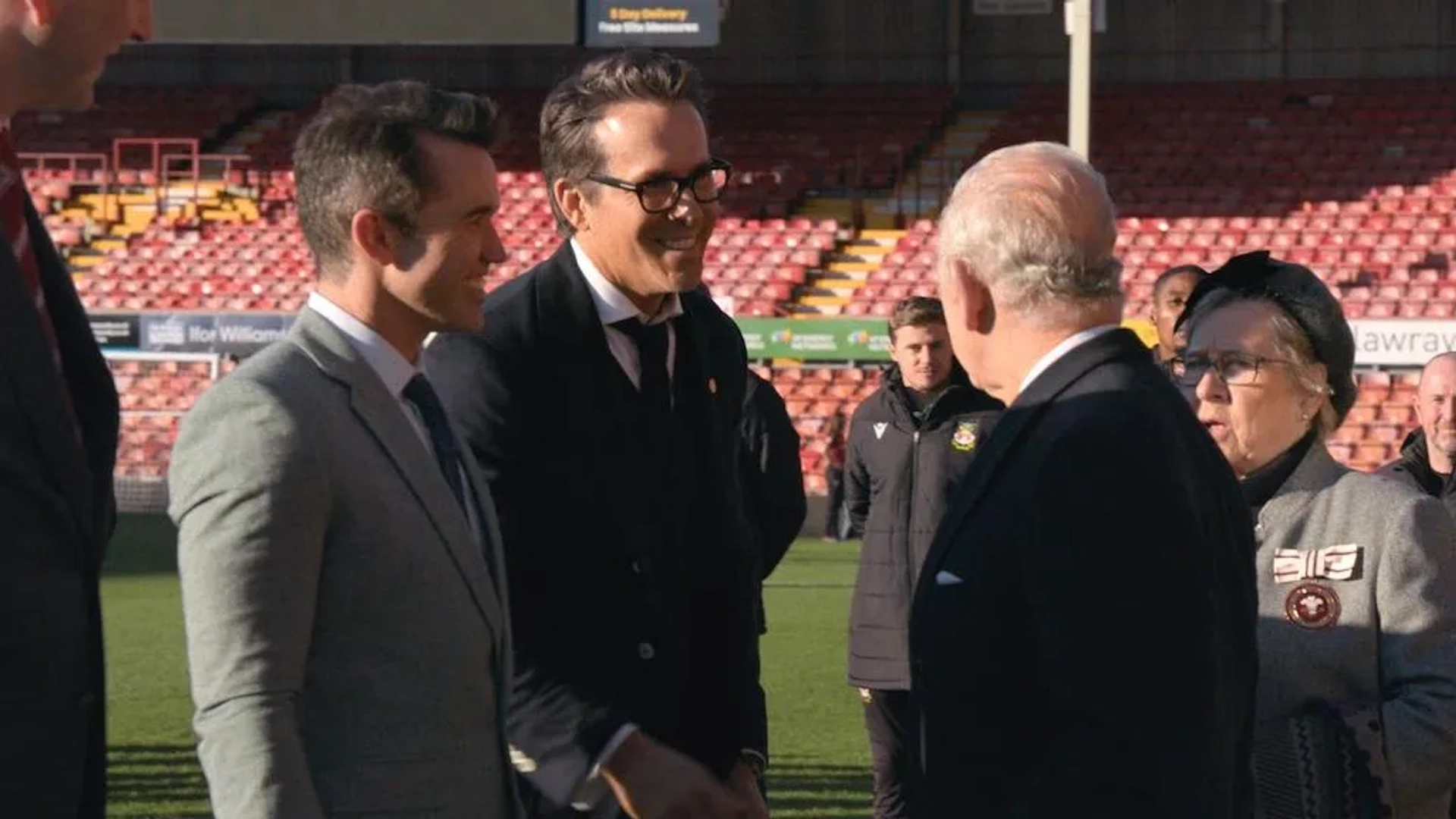 Ryan Reynolds, Rob McElhenney, and King Charles III in Welcome to Wrexham (2022)