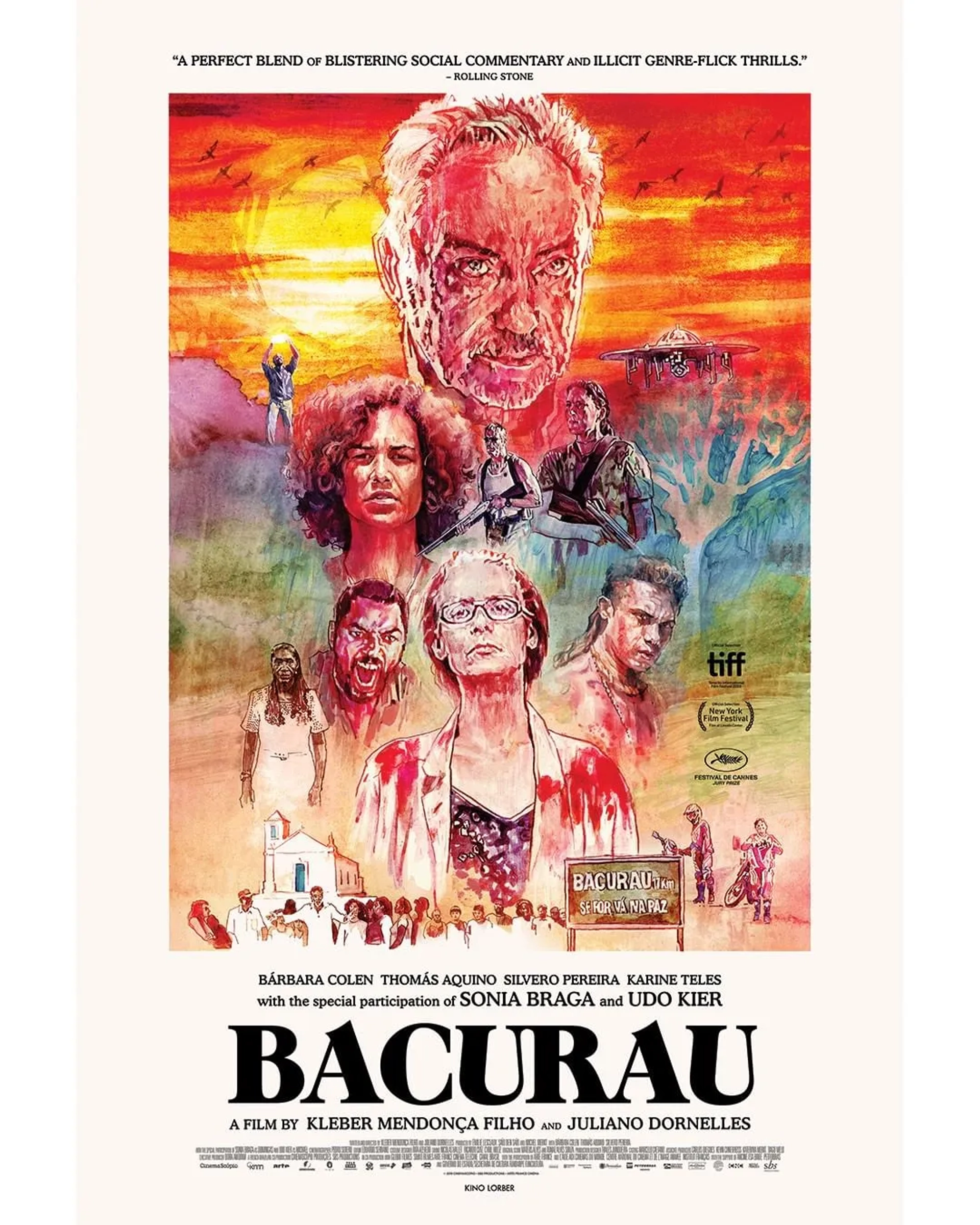 Sonia Braga, Udo Kier, Brian Townes, Thomas Aquino, Silvero Pereira, Bárbara Colen, and Lia de Itamaracá in Bacurau (2019)