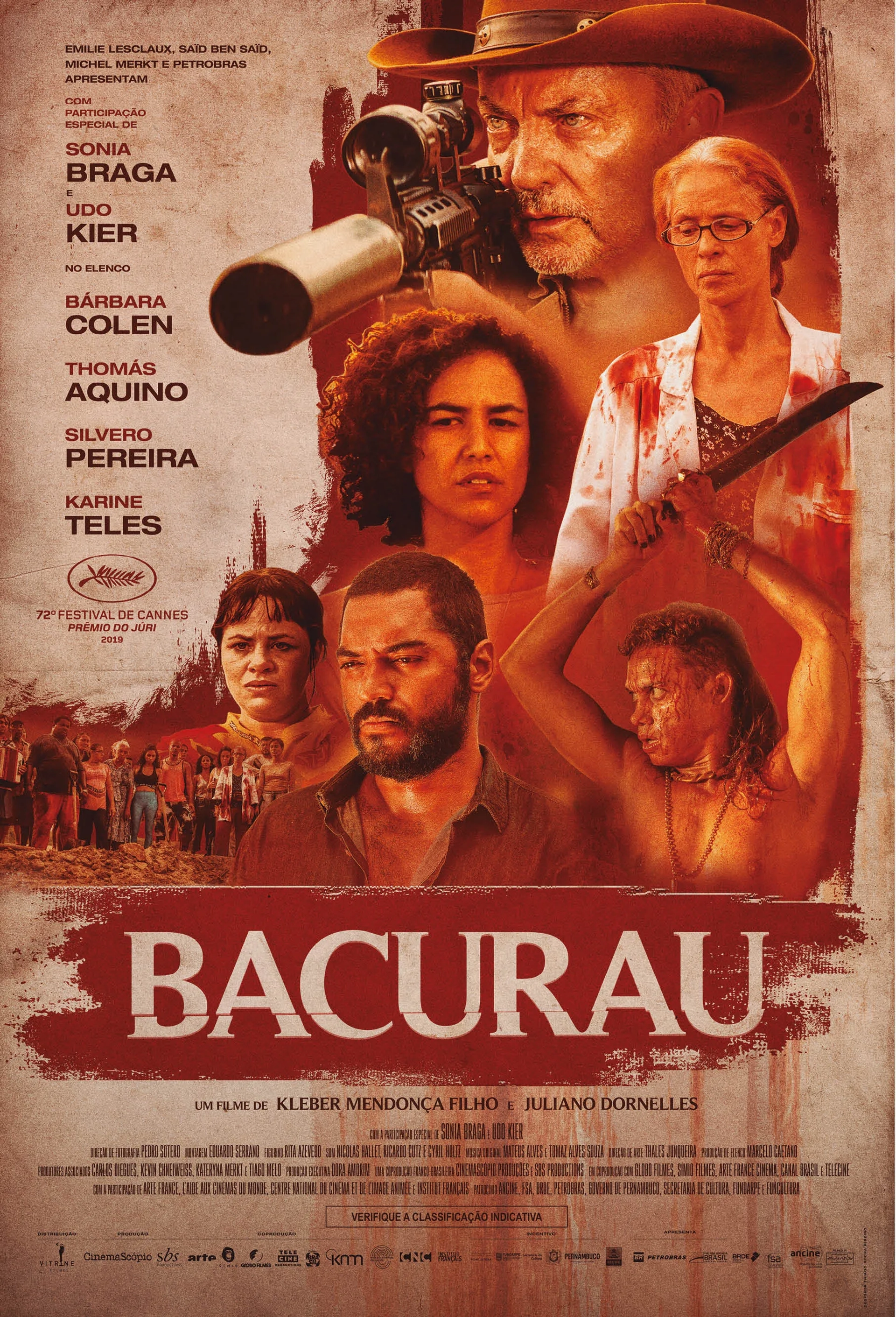 Sonia Braga, Udo Kier, Karine Teles, Thomas Aquino, Silvero Pereira, and Bárbara Colen in Bacurau (2019)