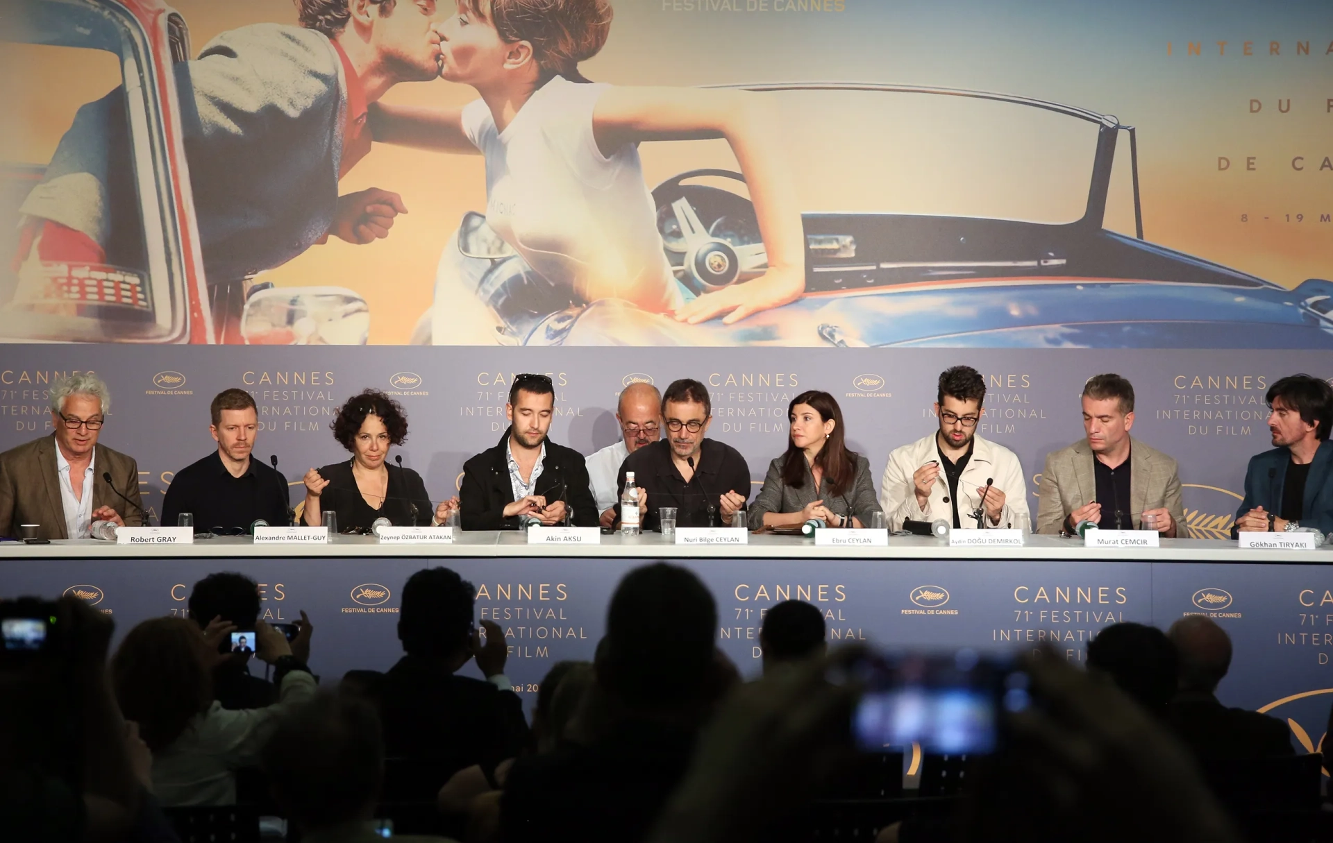 Nuri Bilge Ceylan, Ebru Ceylan, Zeynep Özbatur Atakan, Gökhan Tiryaki, Murat Cemcir, Dogu Demirkol, and Akin Aksu at an event for The Wild Pear Tree (2018)