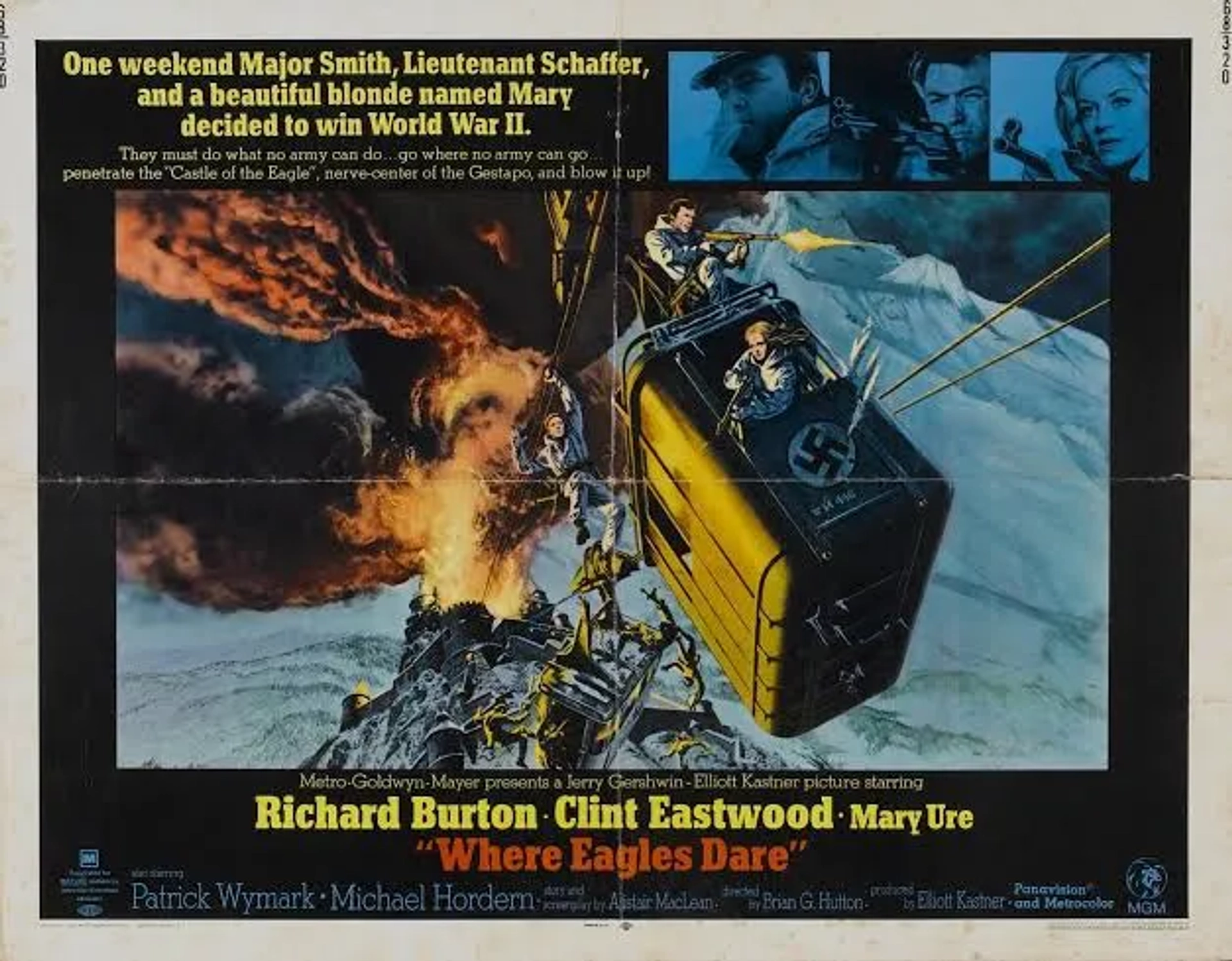 Richard Burton, Clint Eastwood, and Mary Ure in Where Eagles Dare (1968)