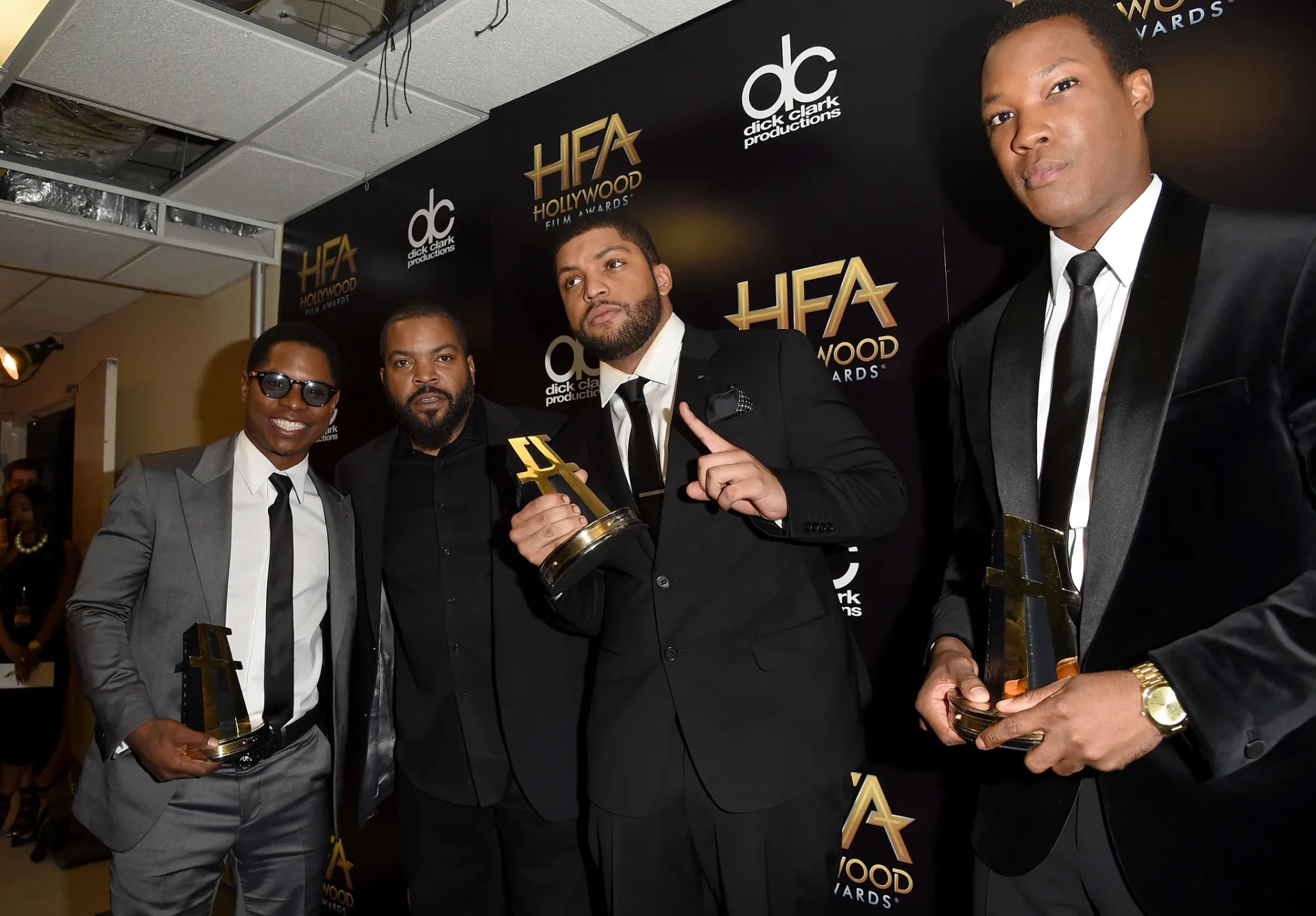 Ice Cube, Corey Hawkins, Jason Mitchell, and O'Shea Jackson Jr. at an event for Straight Outta Compton (2015)