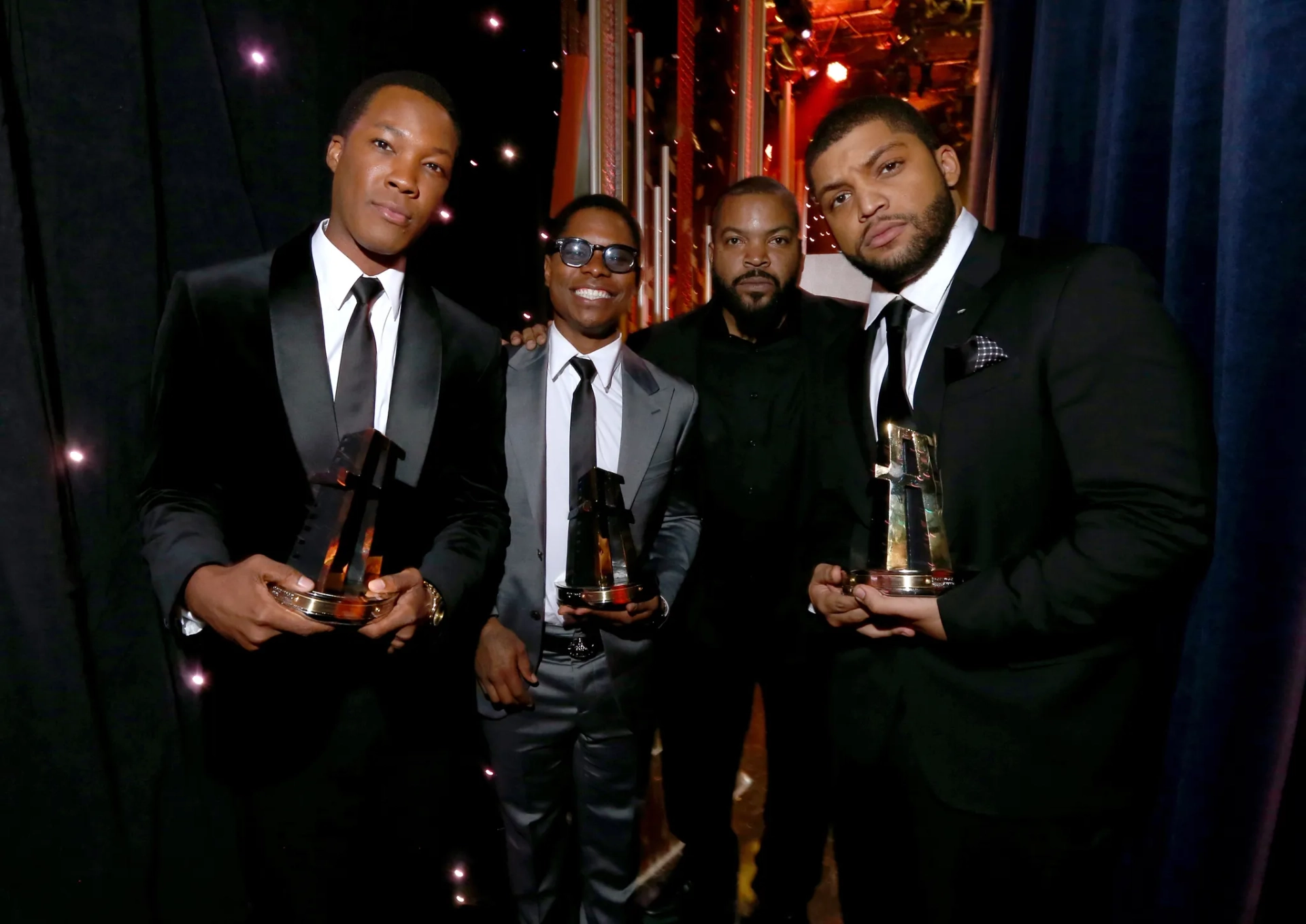 Ice Cube, Corey Hawkins, and O'Shea Jackson Jr. at an event for Straight Outta Compton (2015)