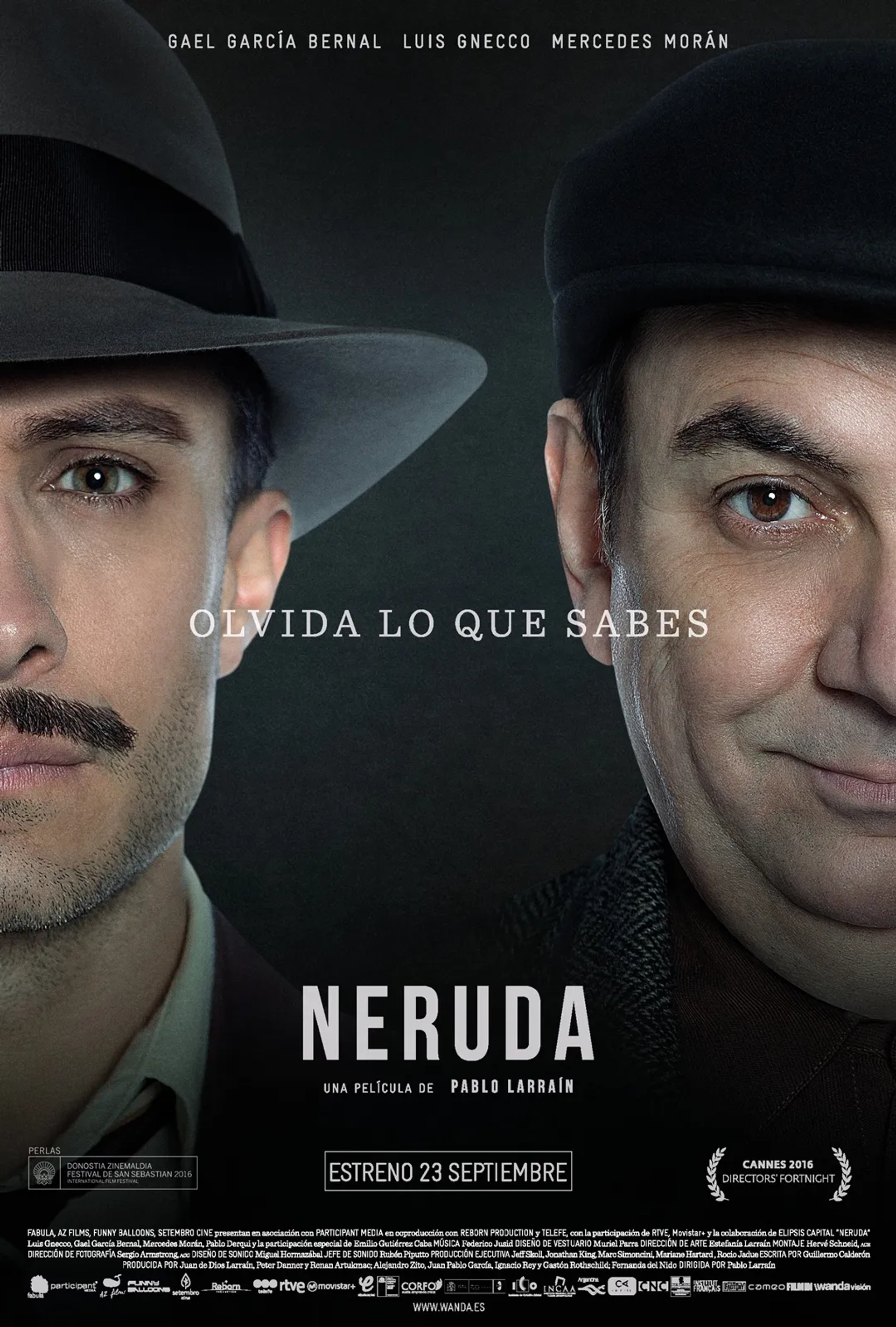 Gael García Bernal and Luis Gnecco in Neruda (2016)