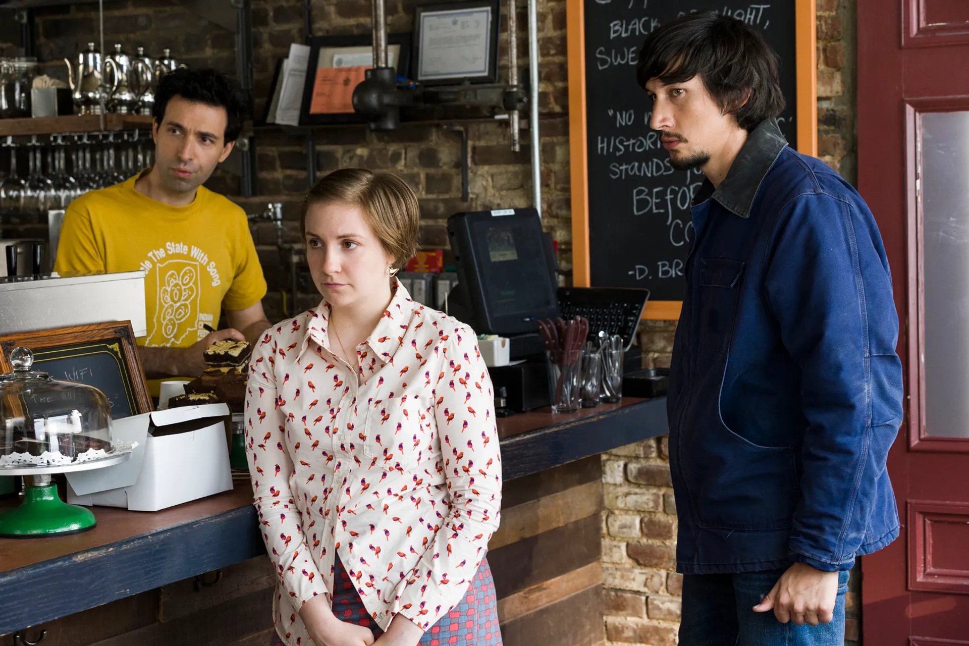 Alex Karpovsky, Lena Dunham, and Adam Driver in Girls (2012)