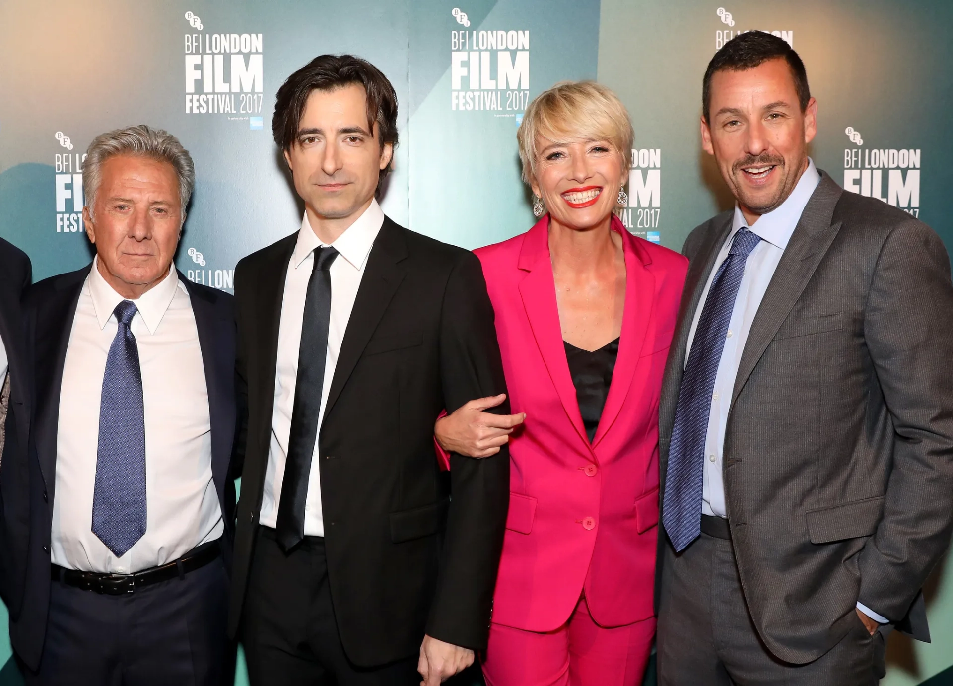 Dustin Hoffman, Emma Thompson, Noah Baumbach, and Adam Sandler at an event for The Meyerowitz Stories (2017)