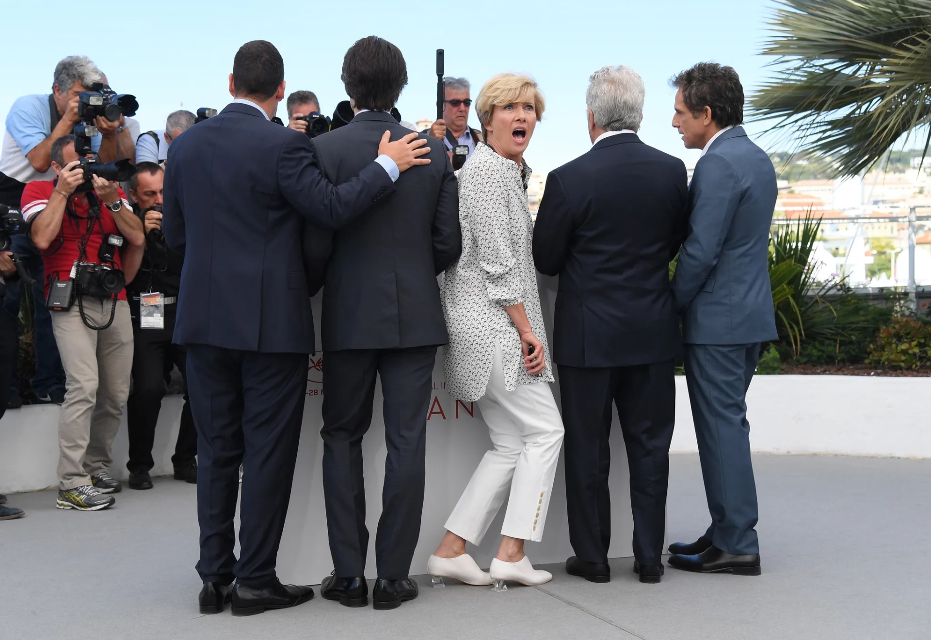 Dustin Hoffman, Emma Thompson, Noah Baumbach, Adam Sandler, and Ben Stiller at an event for The Meyerowitz Stories (2017)