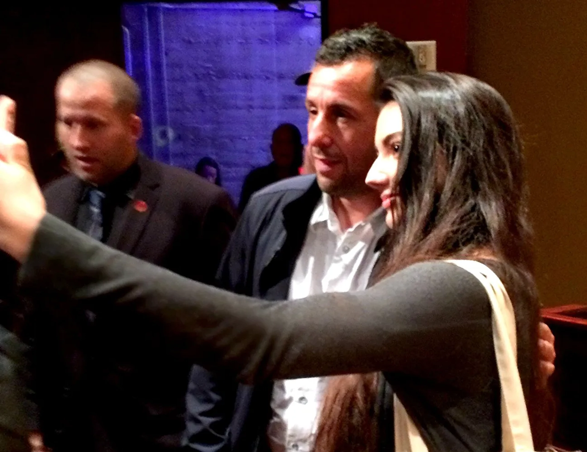 Kate Scott with Adam Sandler at a Hollywood screening for 'The Meyerowitz Stories'