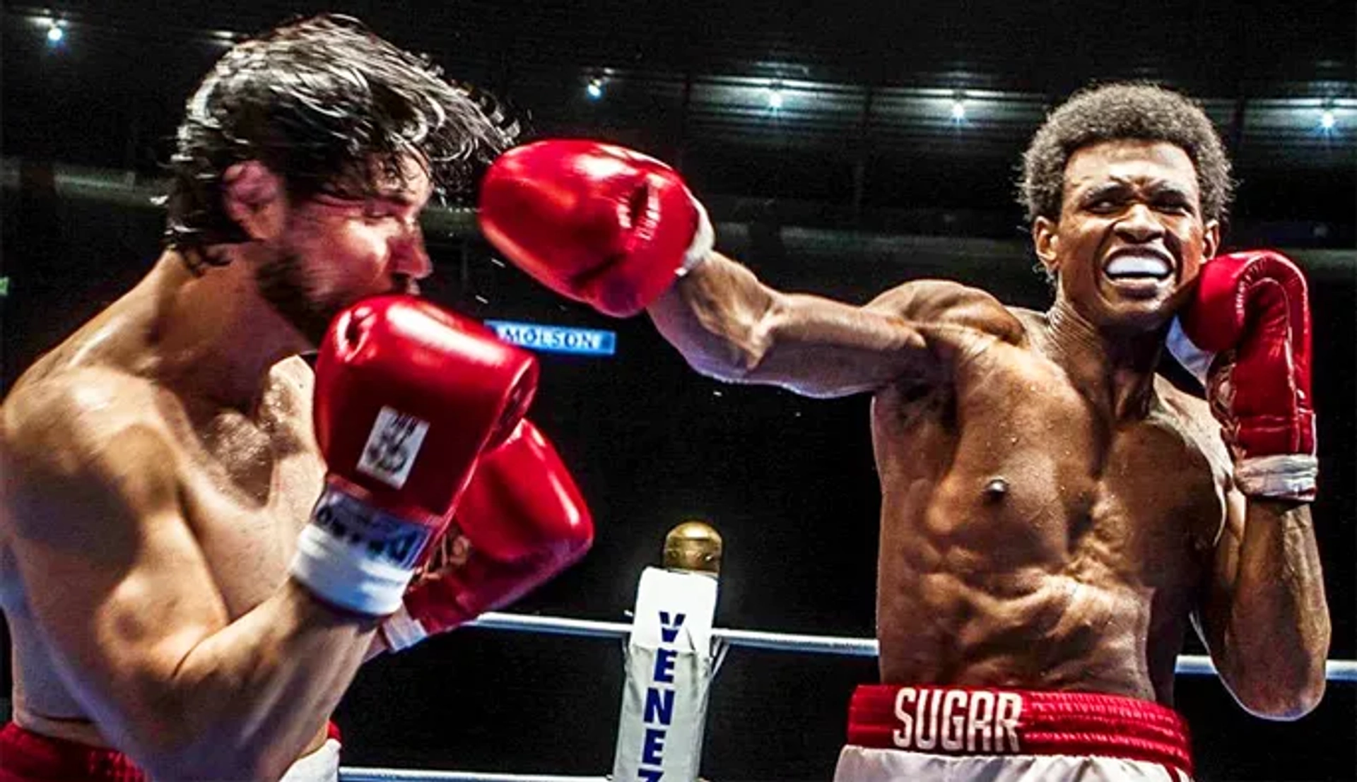 Usher and Edgar Ramírez in Hands of Stone (2016)