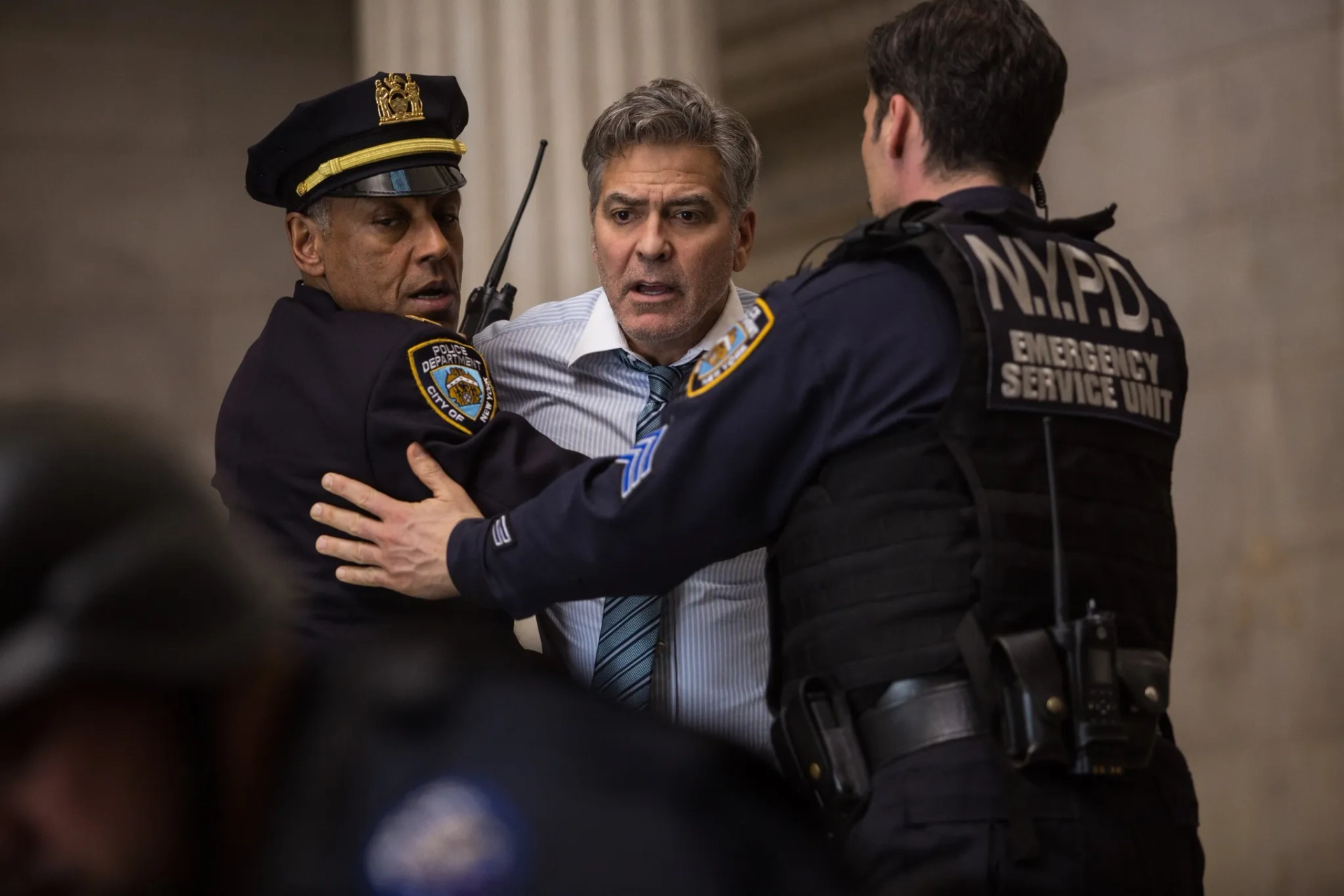 George Clooney, Giancarlo Esposito, and Anthony DeSando in Money Monster (2016)