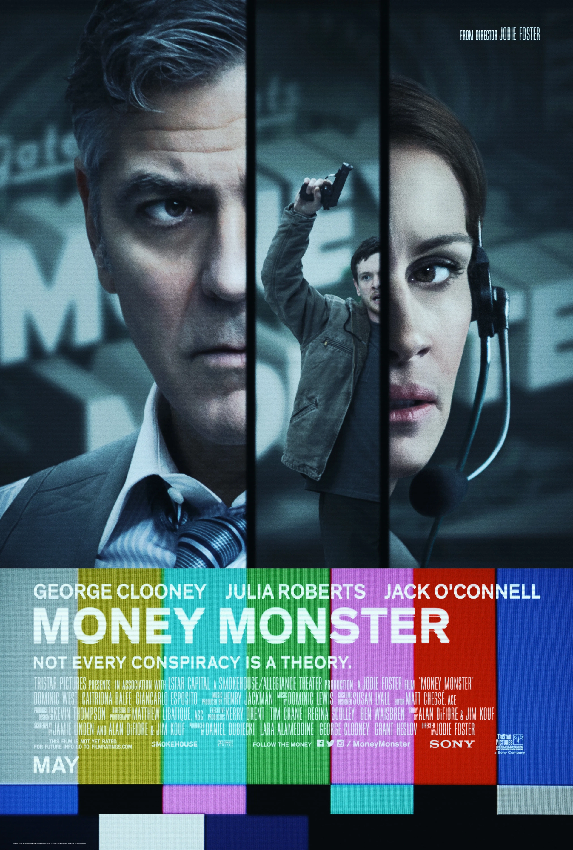 George Clooney, Julia Roberts, and Jack O'Connell in Money Monster (2016)