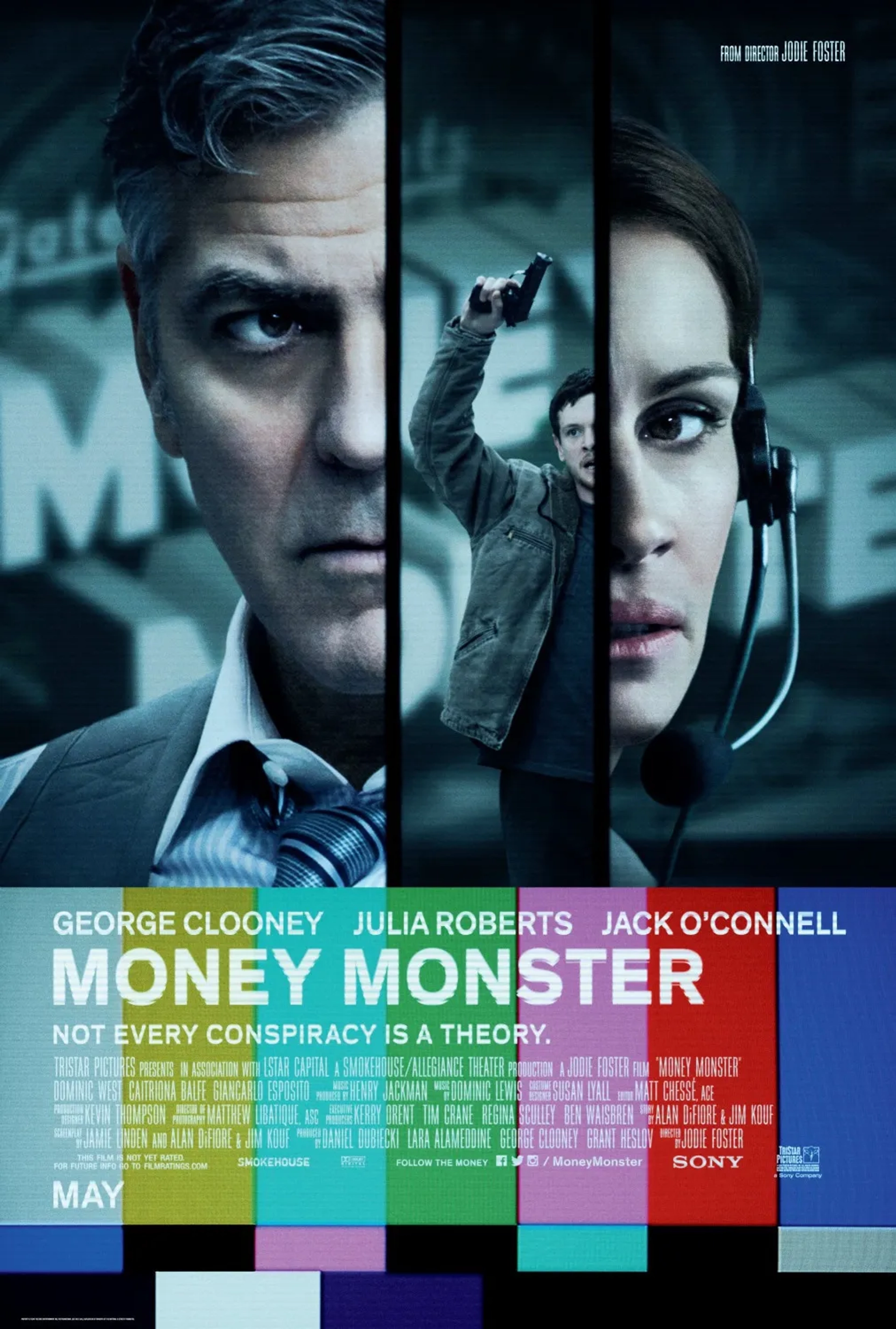 George Clooney, Julia Roberts, and Jack O'Connell in Money Monster (2016)