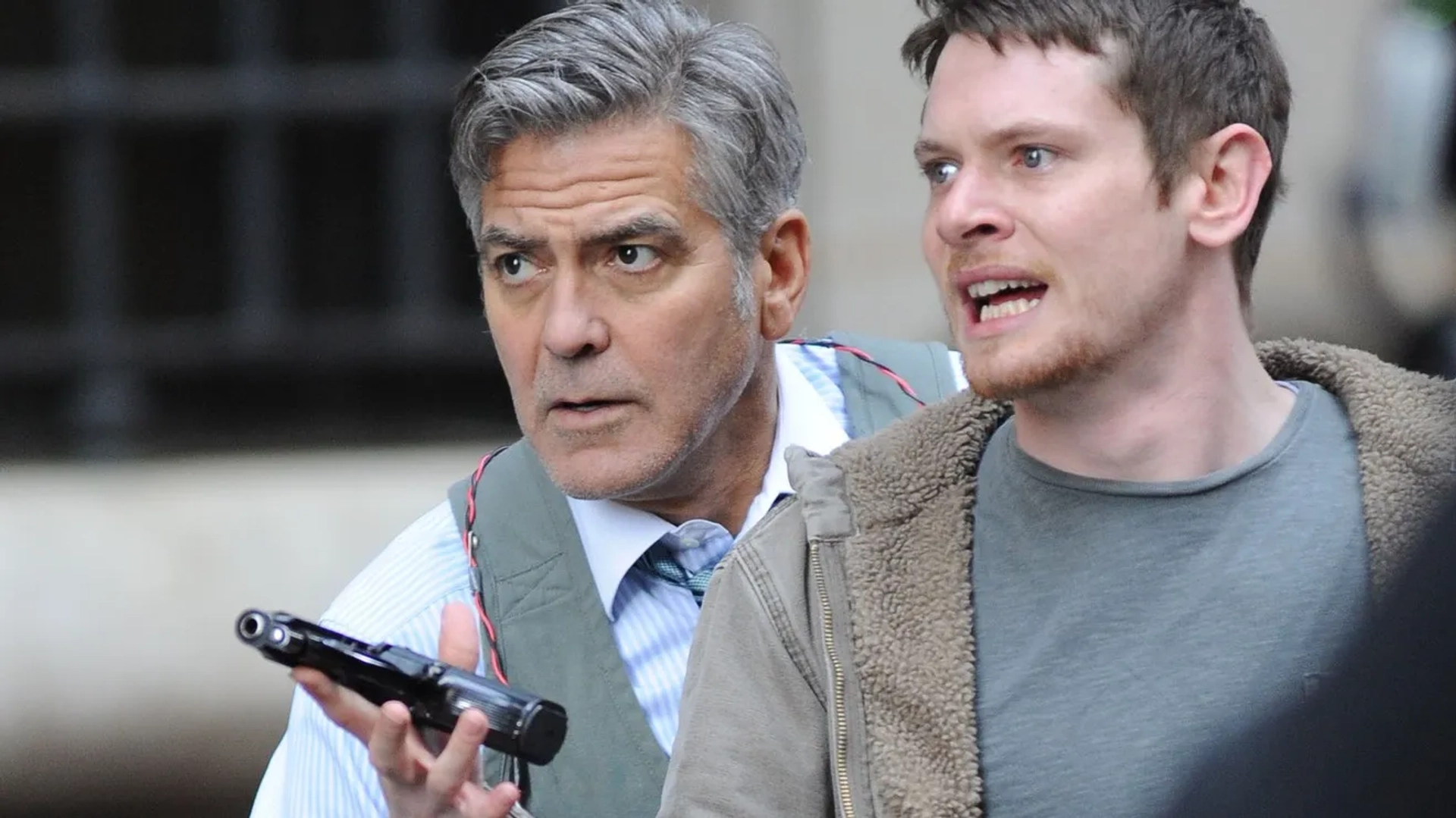 George Clooney and Jack O'Connell in Money Monster (2016)