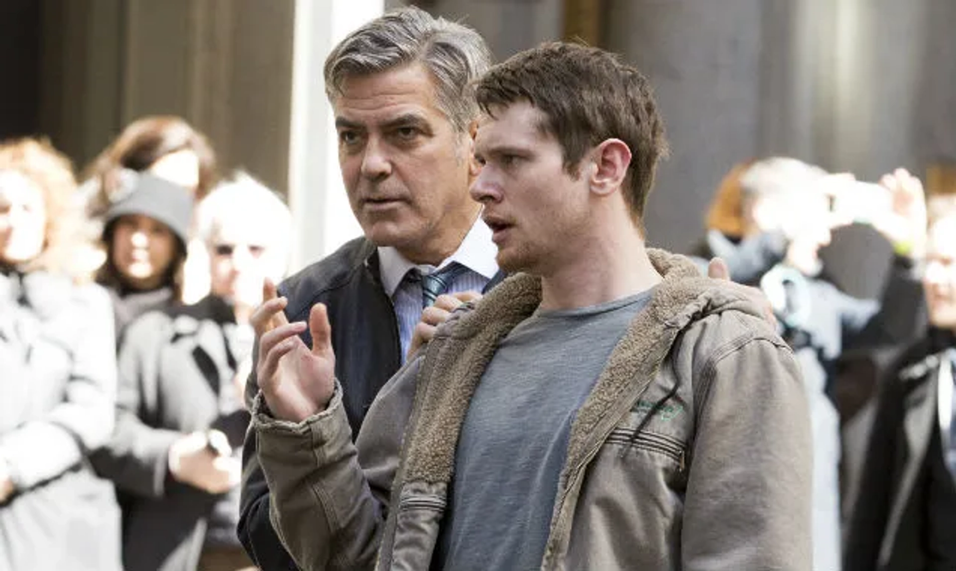 George Clooney and Jack O'Connell in Money Monster (2016)