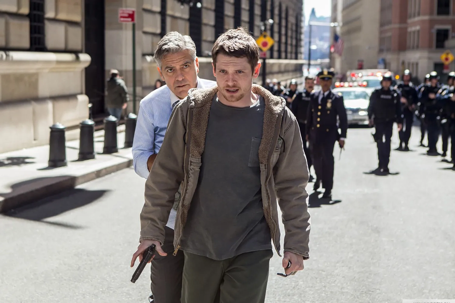 George Clooney and Jack O'Connell in Money Monster (2016)