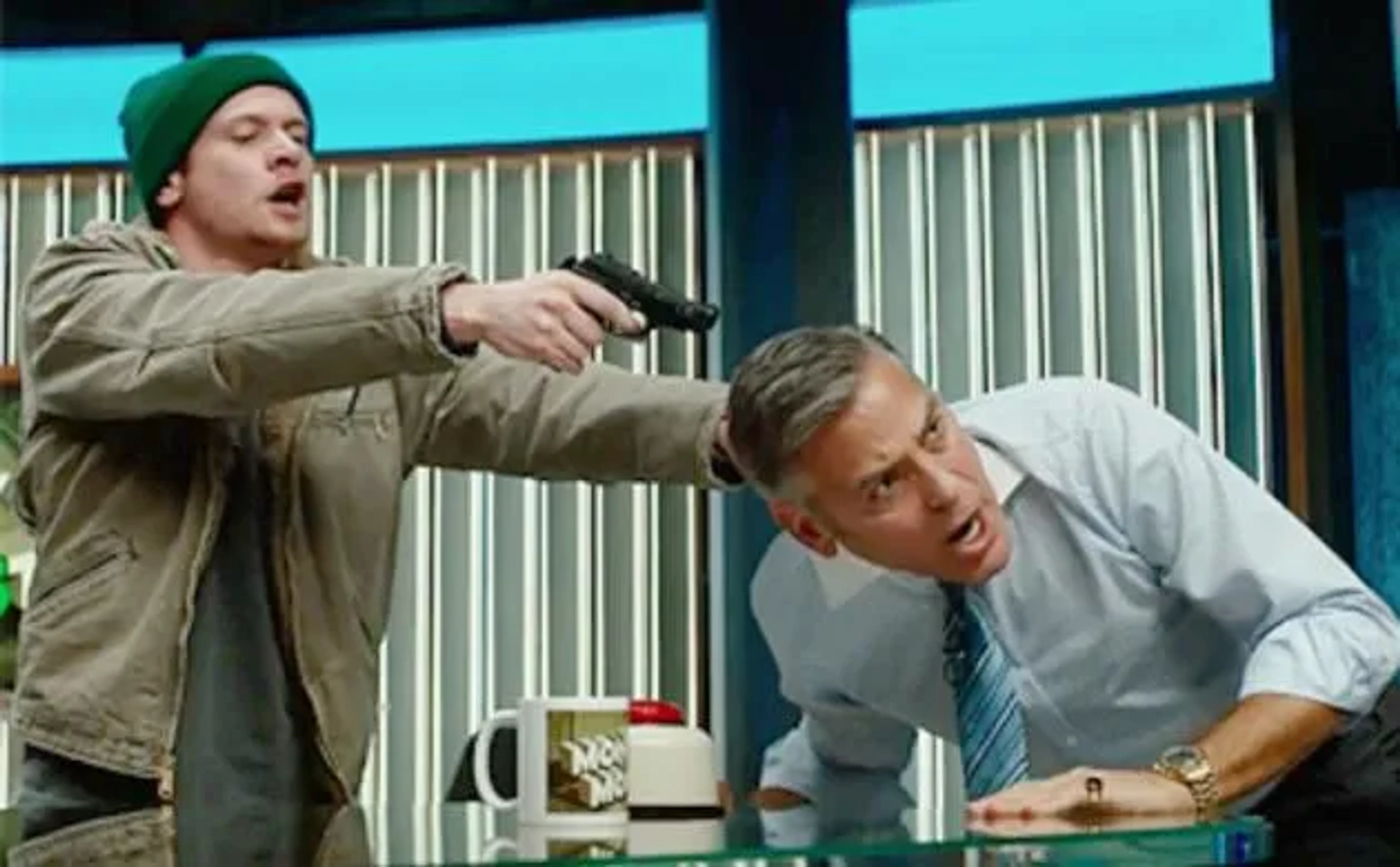 George Clooney and Jack O'Connell in Money Monster (2016)