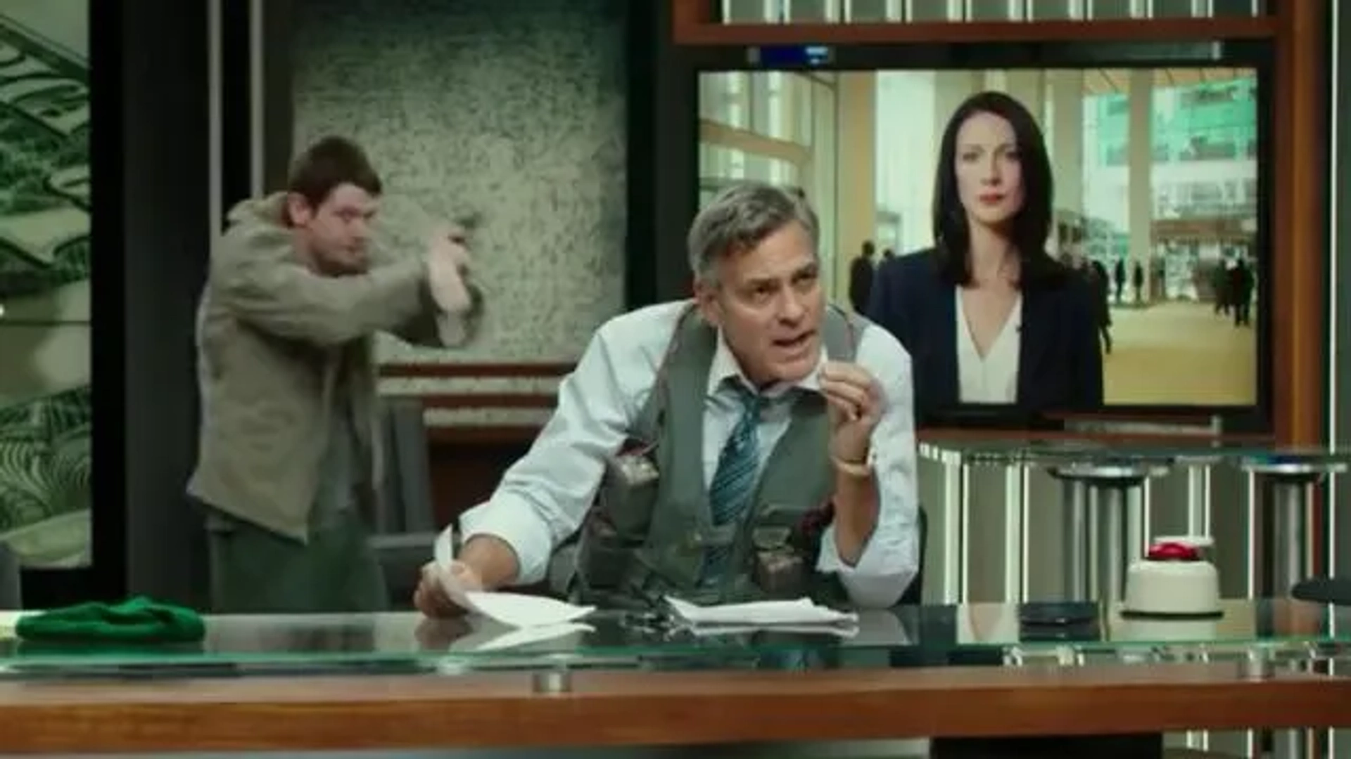 George Clooney, Caitríona Balfe, and Jack O'Connell in Money Monster (2016)