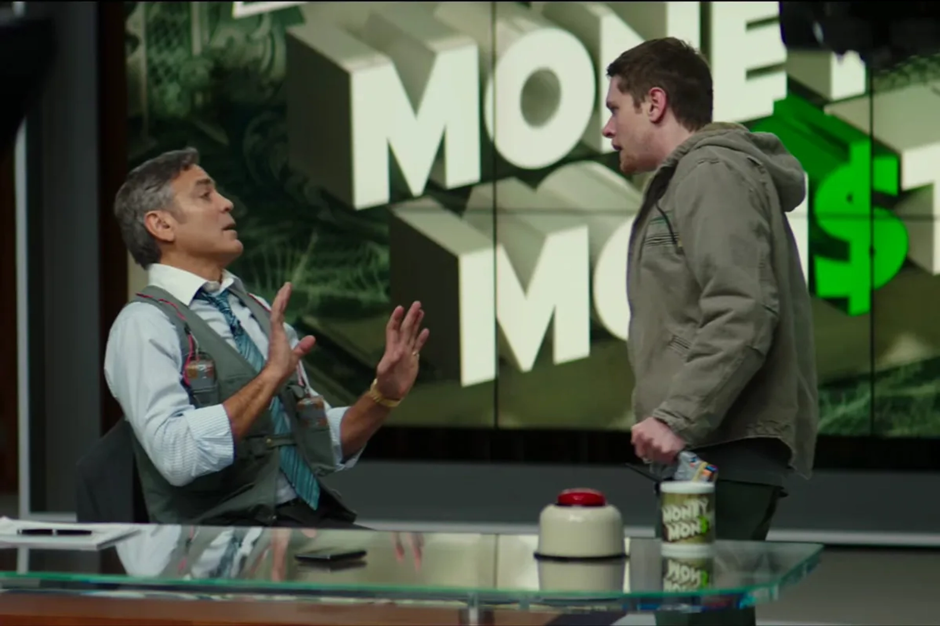 George Clooney and Jack O'Connell in Money Monster (2016)