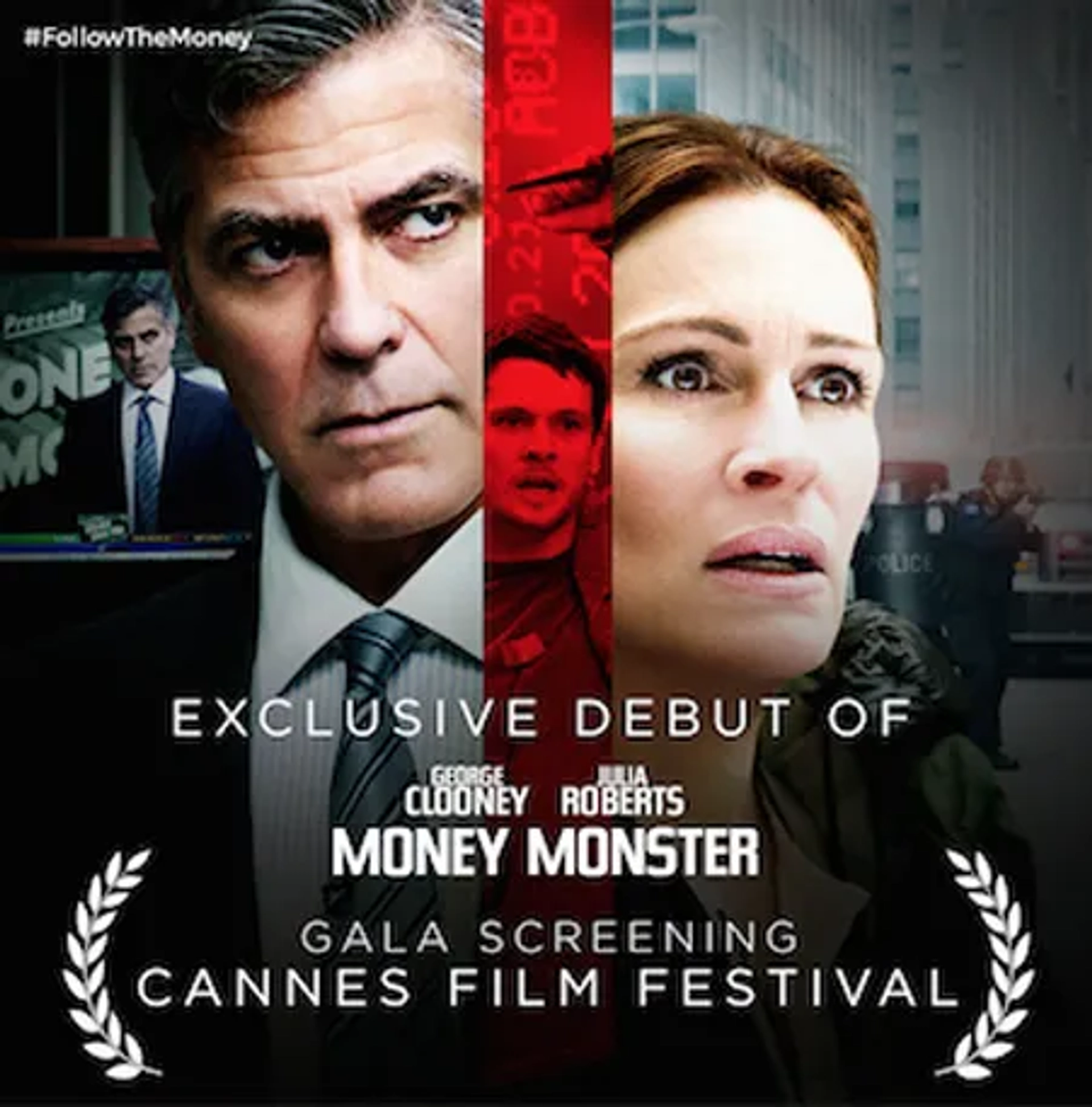 George Clooney, Julia Roberts, and Jack O'Connell in Money Monster (2016)