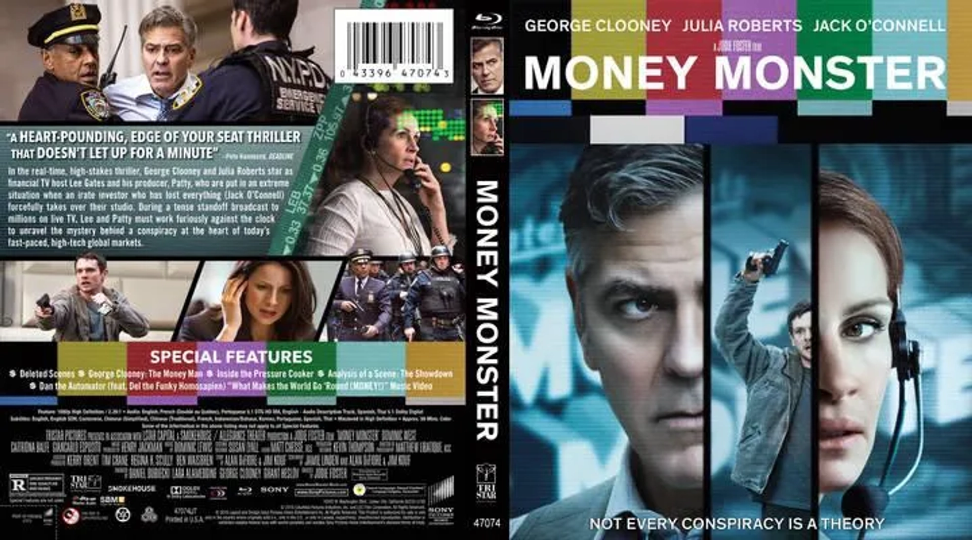 George Clooney, Julia Roberts, and Jack O'Connell in Money Monster (2016)