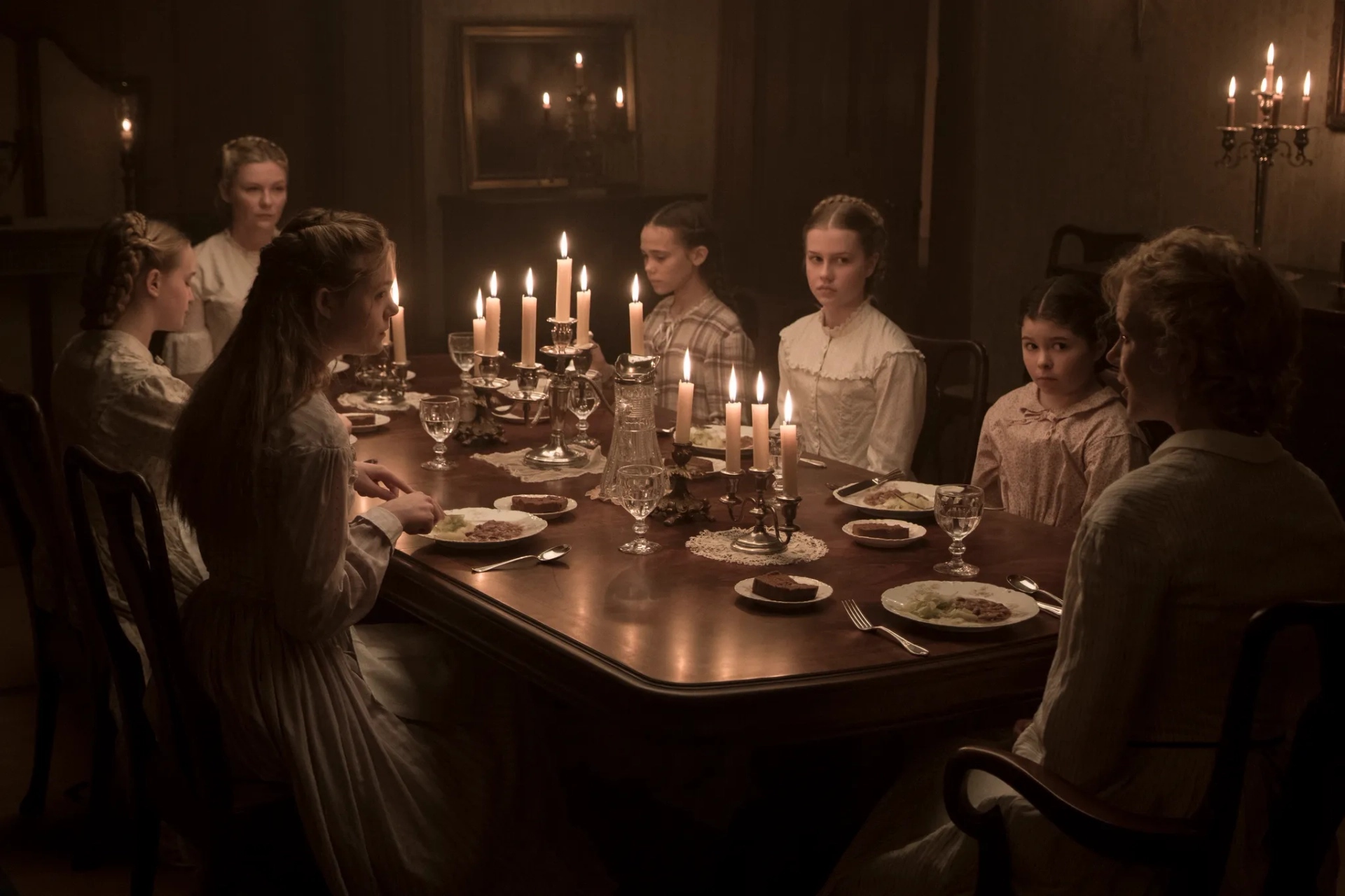 Nicole Kidman, Kirsten Dunst, Elle Fanning, Angourie Rice, Oona Laurence, Addison Riecke, and Emma Howard in The Beguiled (2017)