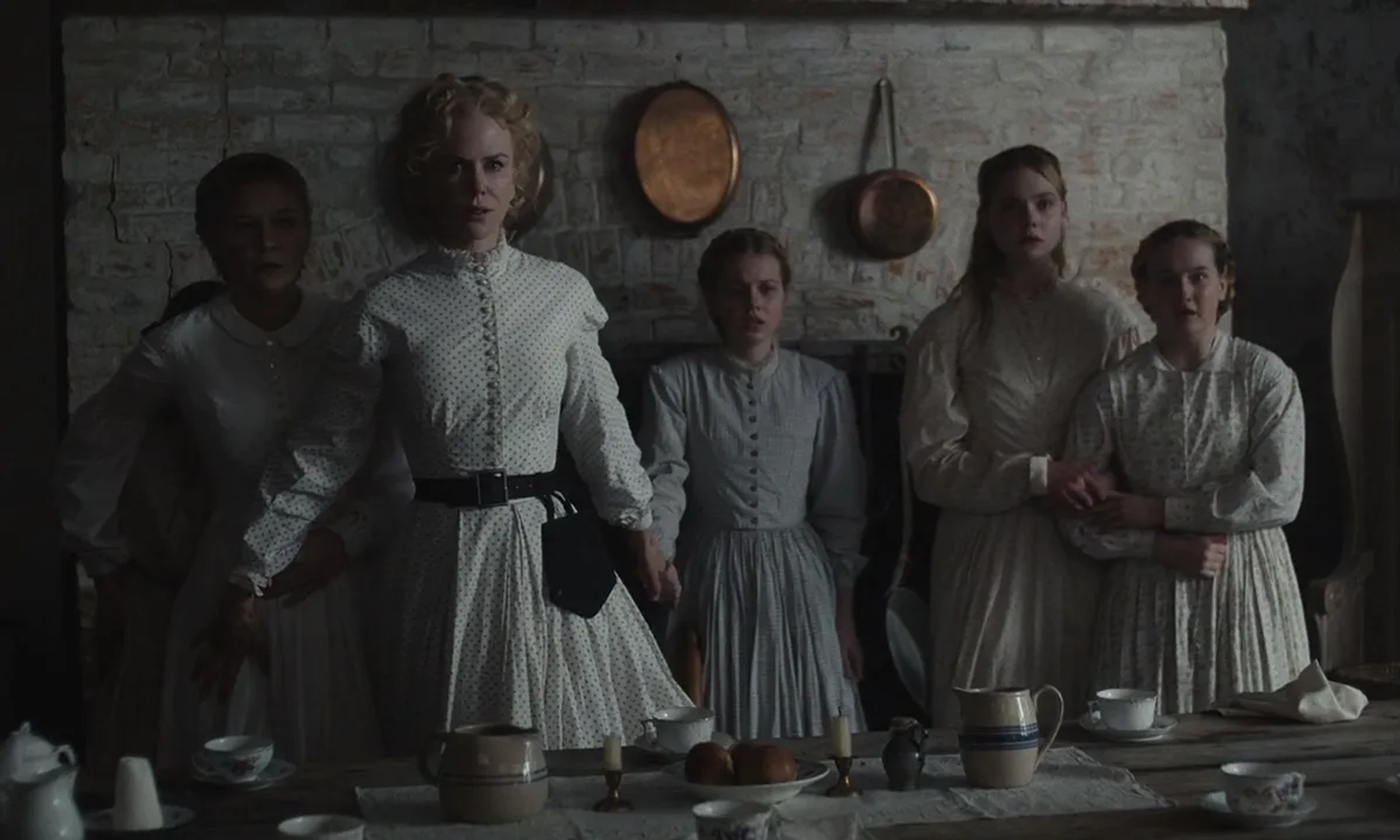 Nicole Kidman, Kirsten Dunst, Elle Fanning, Angourie Rice, Addison Riecke, and Emma Howard in The Beguiled (2017)