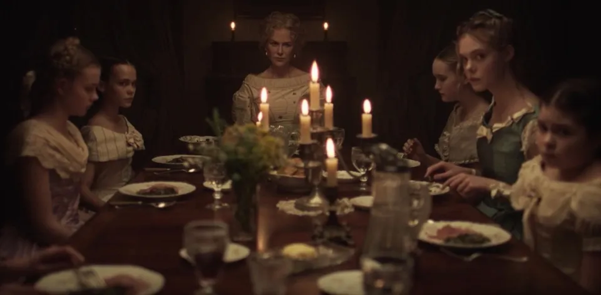 Nicole Kidman, Elle Fanning, Angourie Rice, Oona Laurence, Addison Riecke, and Emma Howard in The Beguiled (2017)