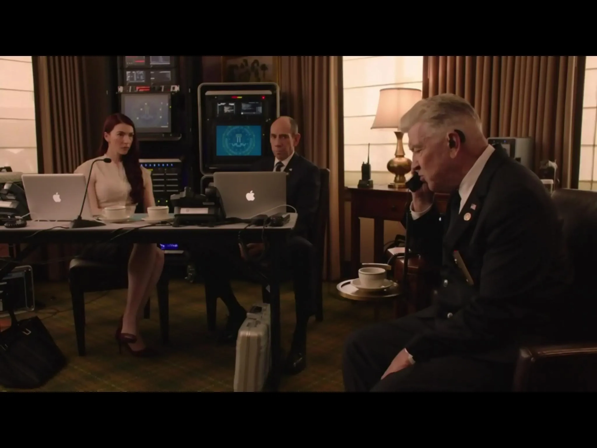 David Lynch, Miguel Ferrer, and Chrysta Bell in Twin Peaks (2017)