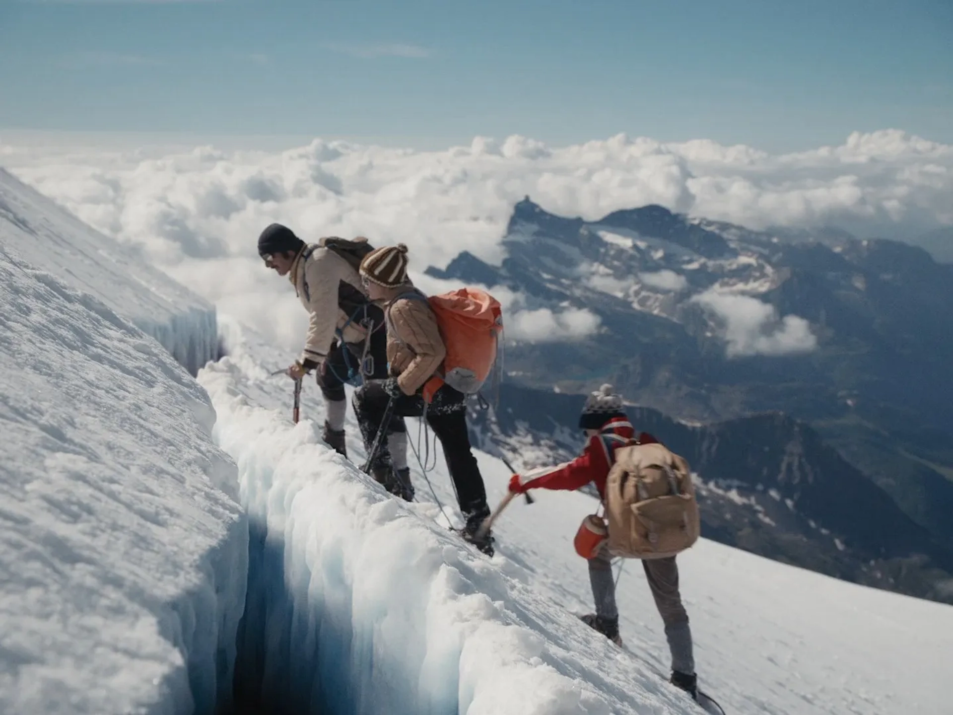 Filippo Timi, Lupo Barbiero, and Cristiano Sassella in The Eight Mountains (2022)